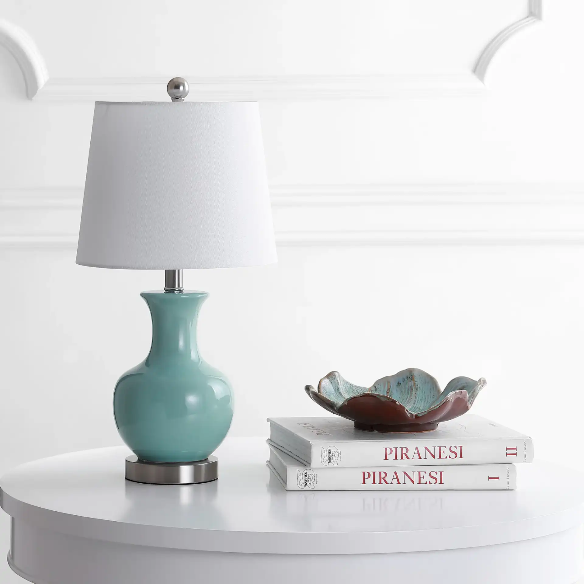Soren Table Lamp in Blue in a styled room