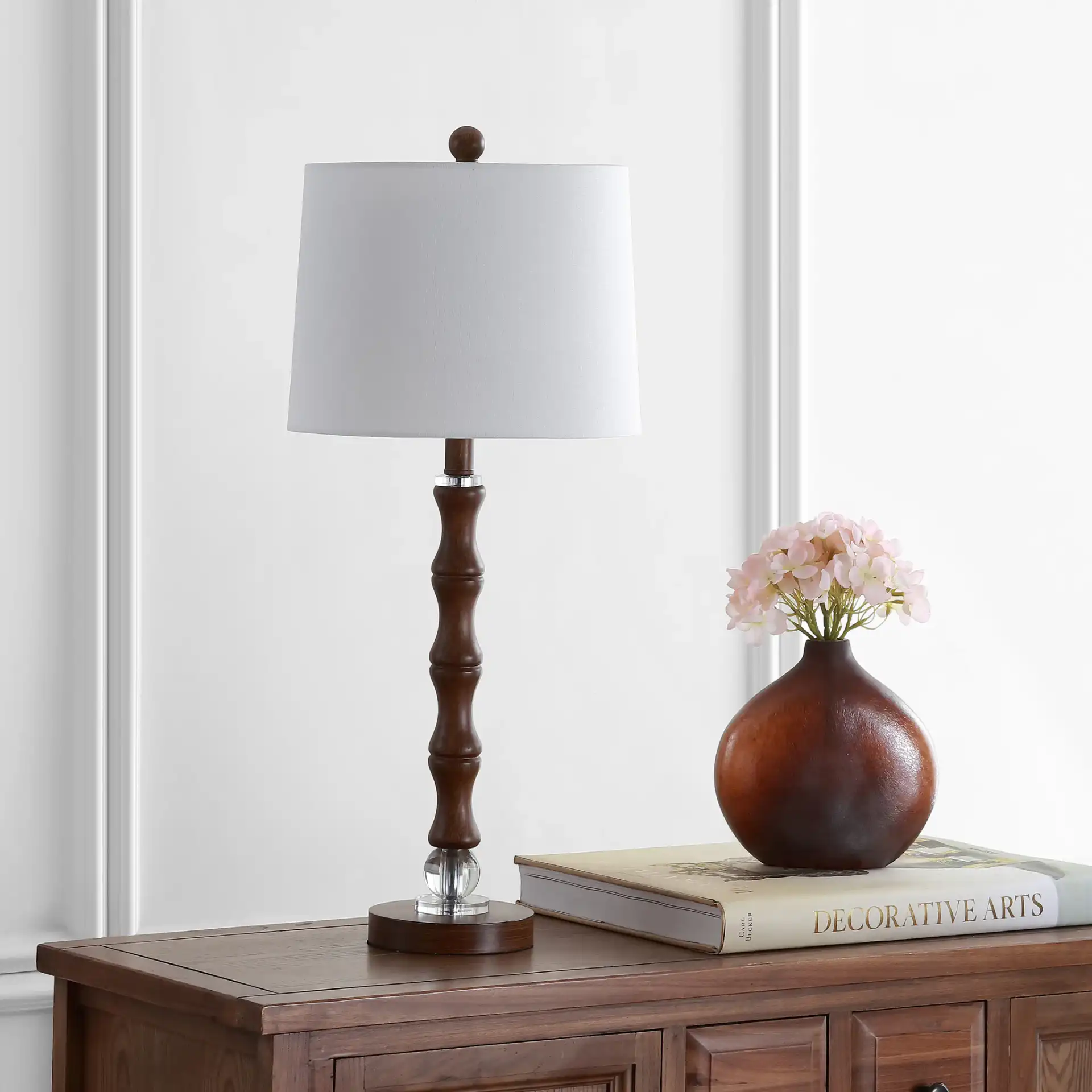 Lukas Table Lamp in Dark Brown in a styled room