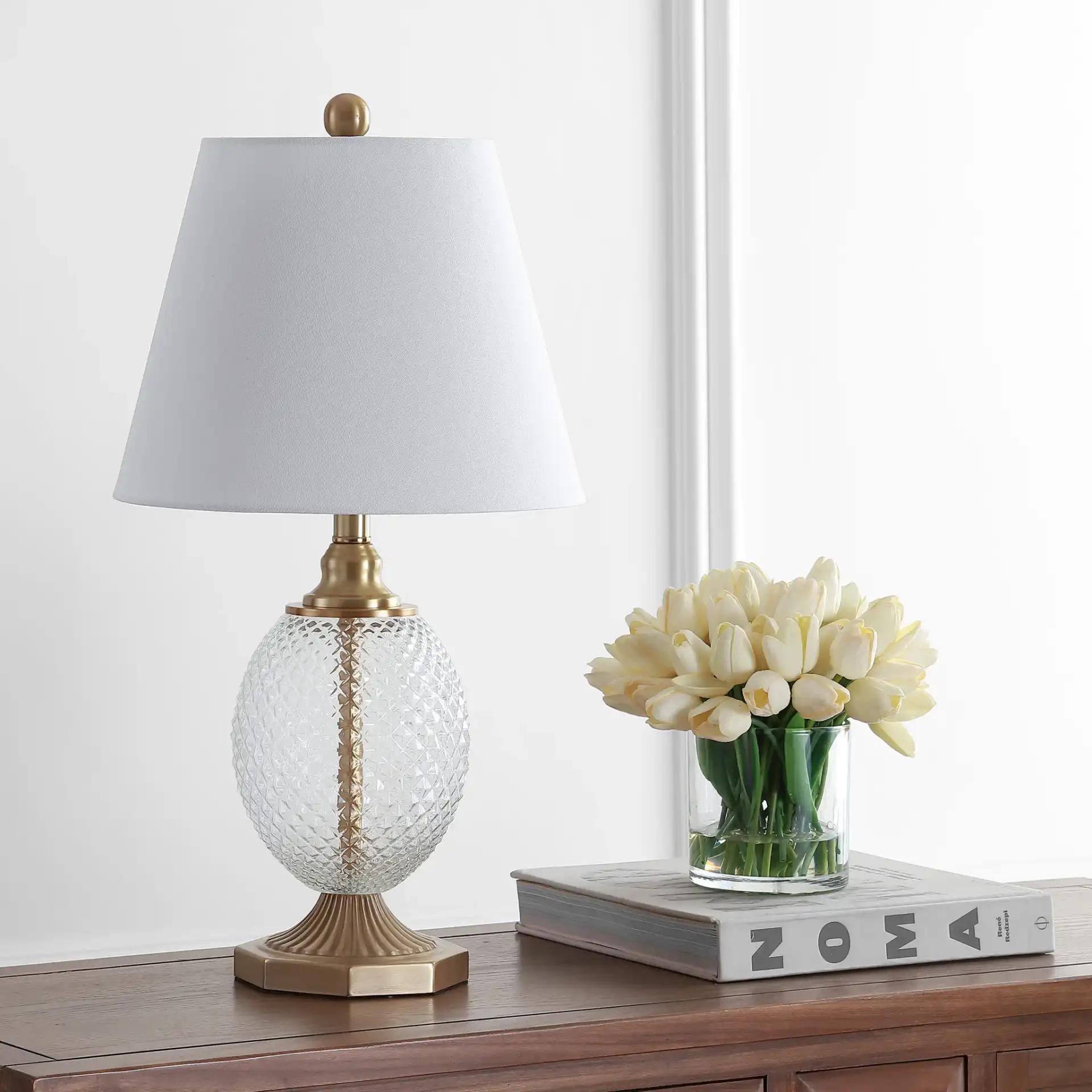 Kaiden Table Lamp in Brass / Clear in a styled room