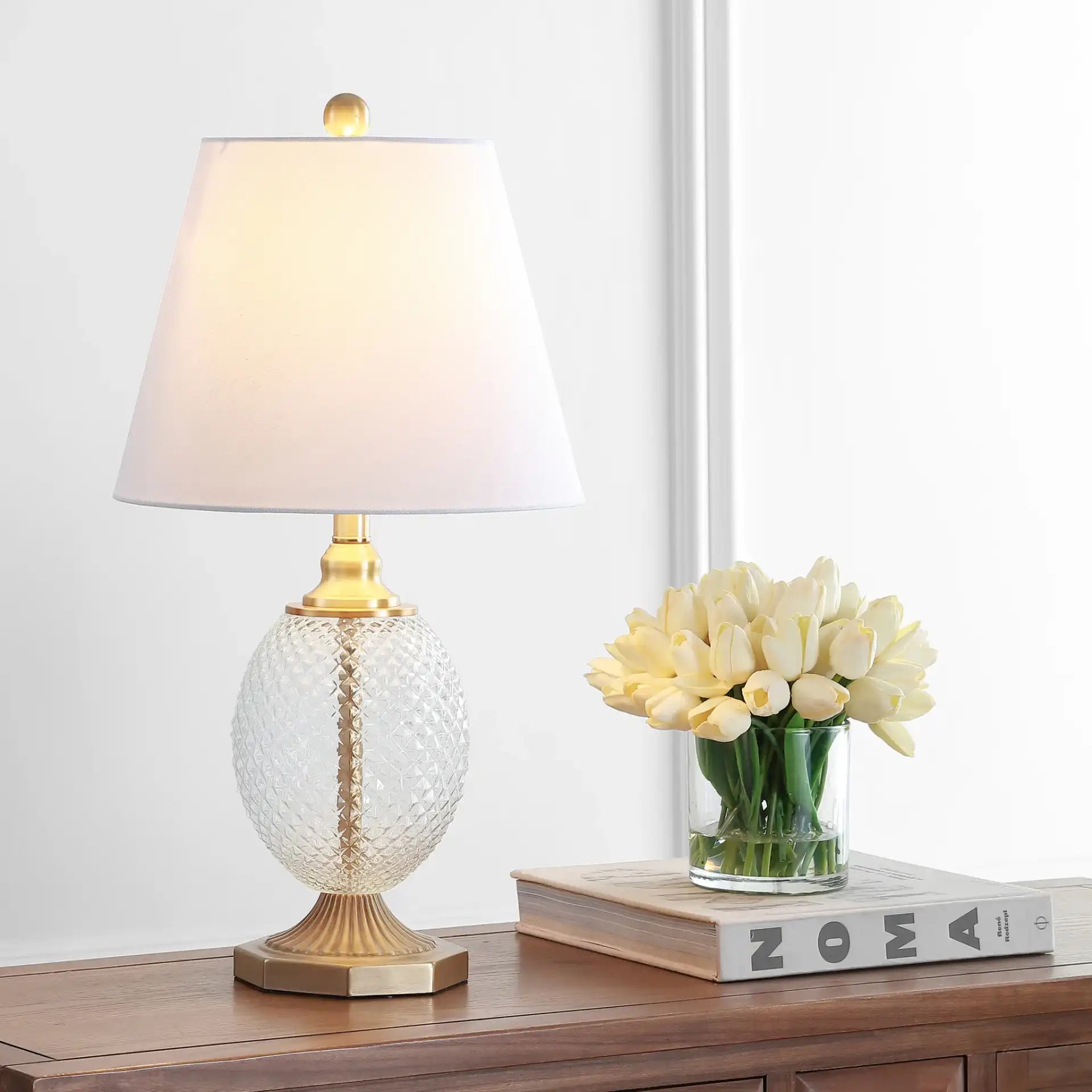 Kaiden Table Lamp in Brass / Clear in a styled room