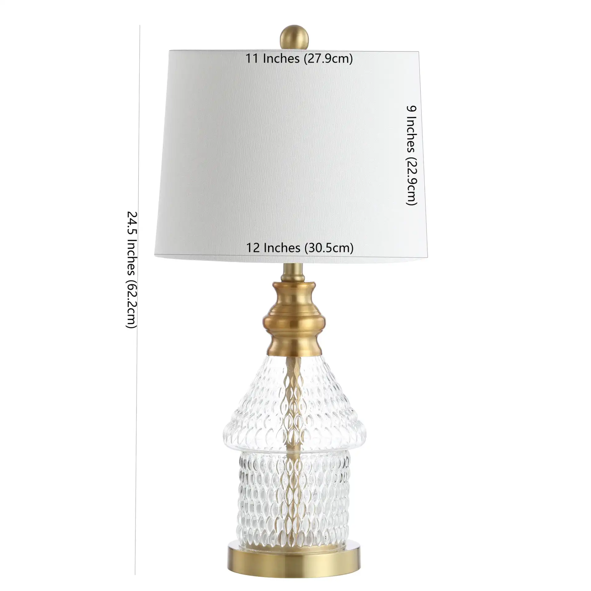 Camden Table Lamp in Brass / Clear, detail view