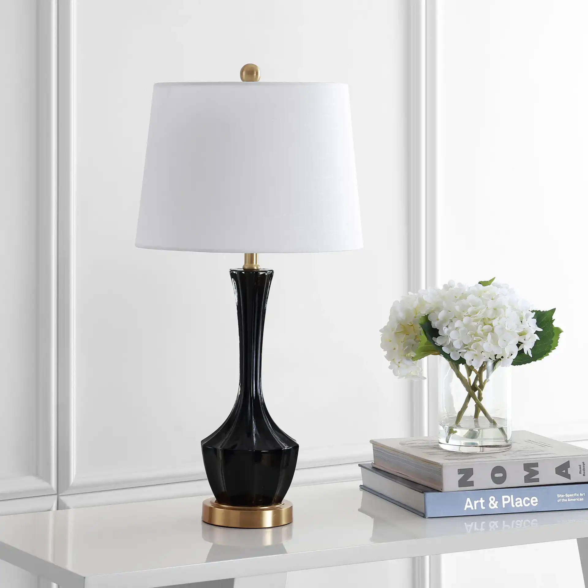 Ronan Table Lamp in Black in a styled room