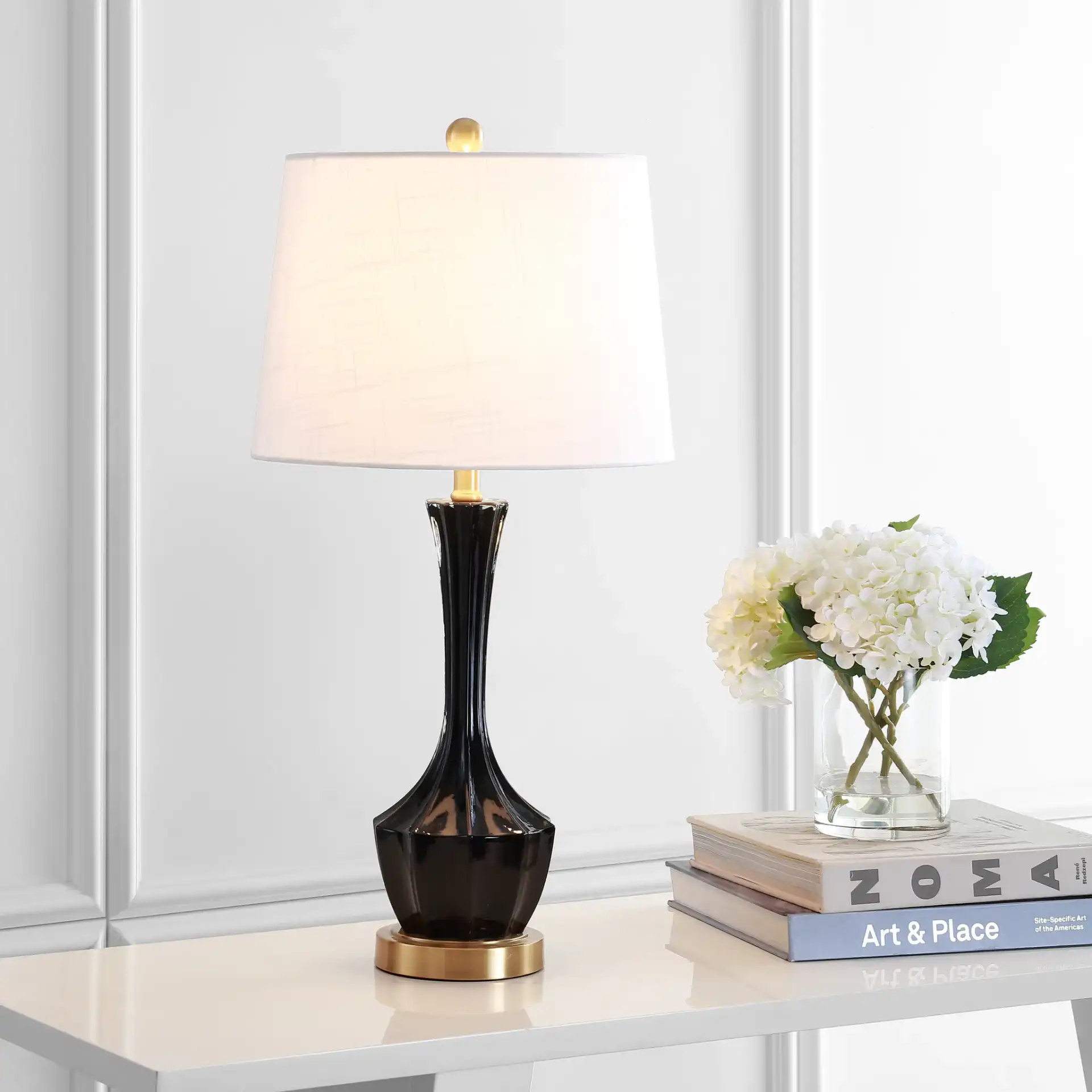 Ronan Table Lamp in Black in a styled room