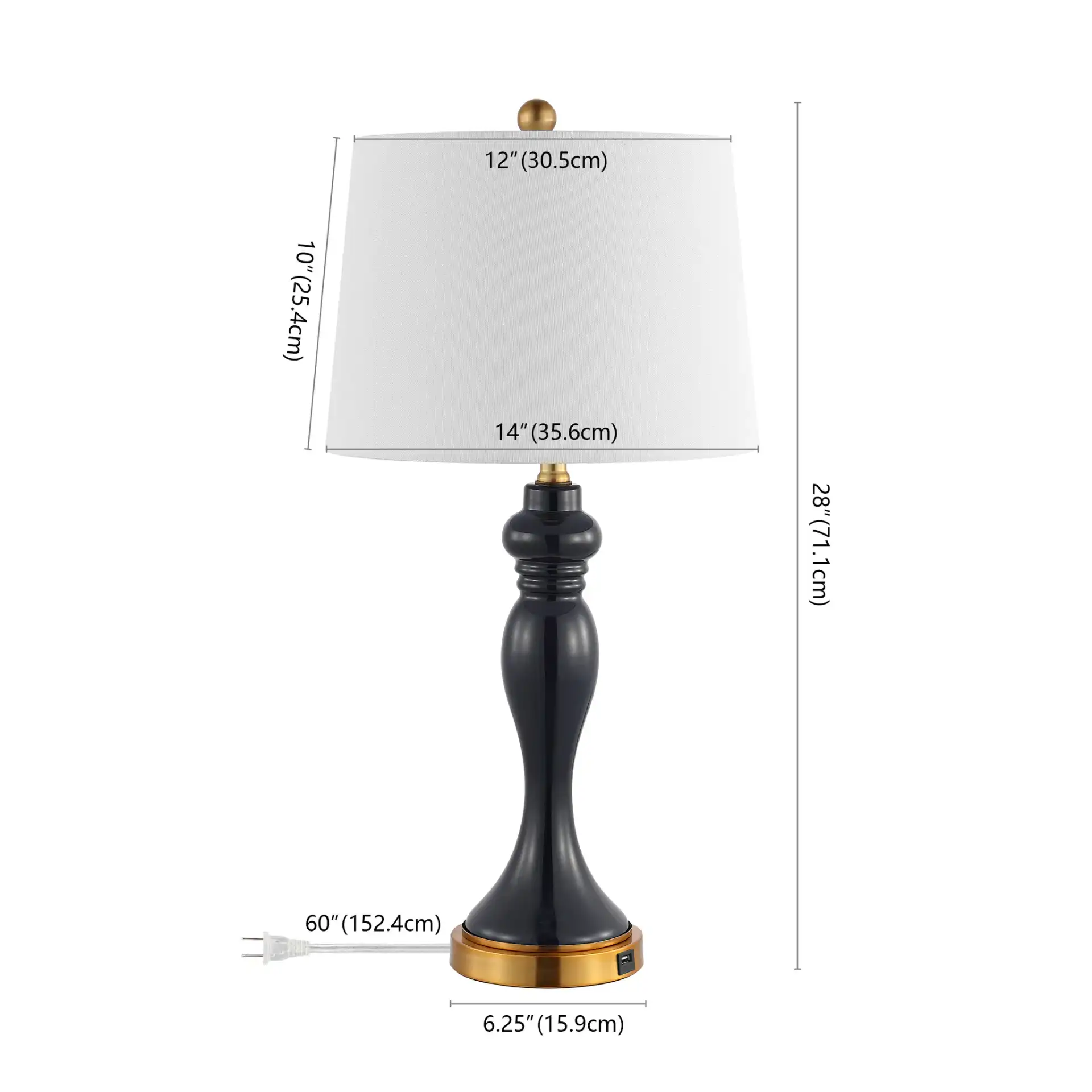 Cayson Table Lamp in Navy Blue, detail view