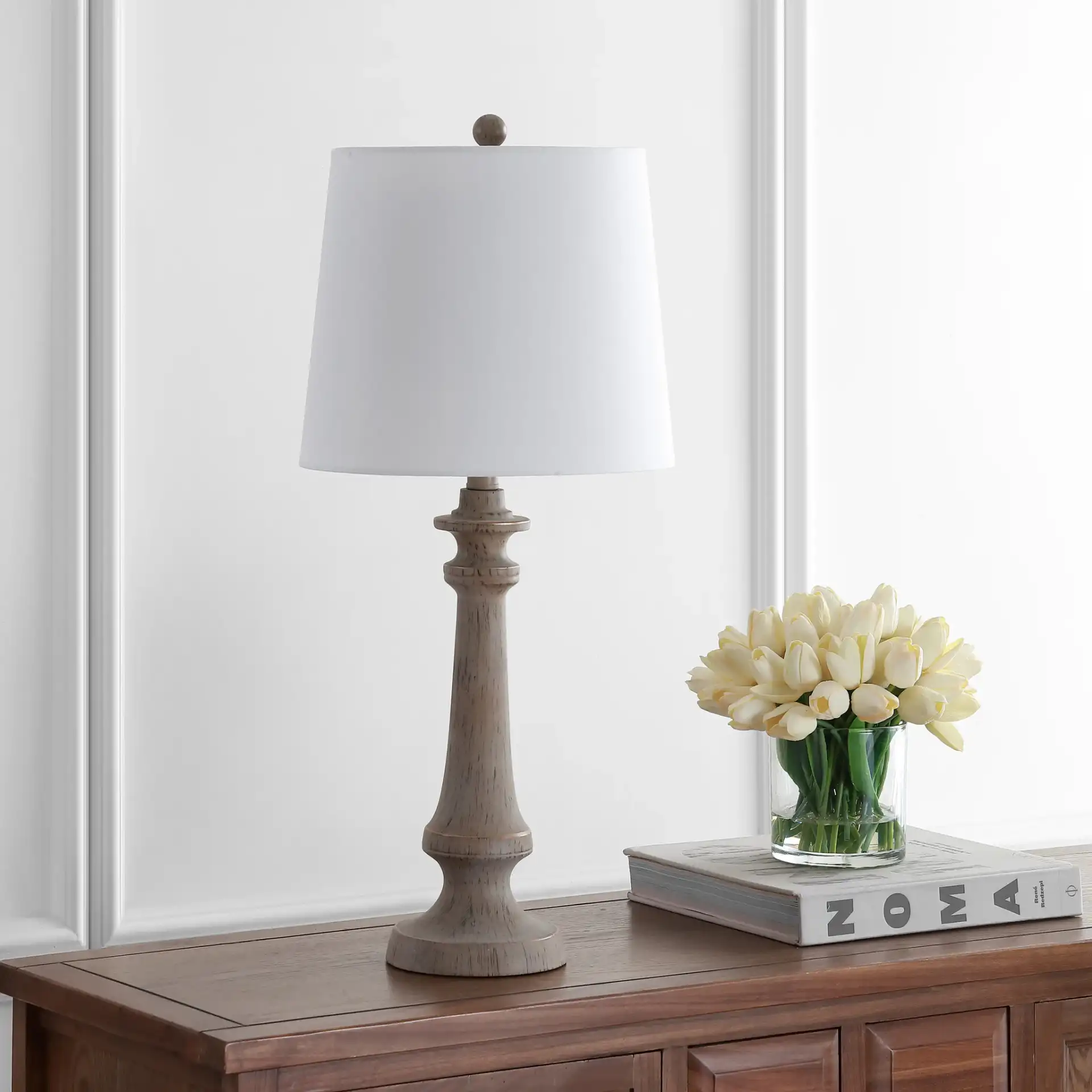 Rhett Table Lamp in Antique Brown in a styled room