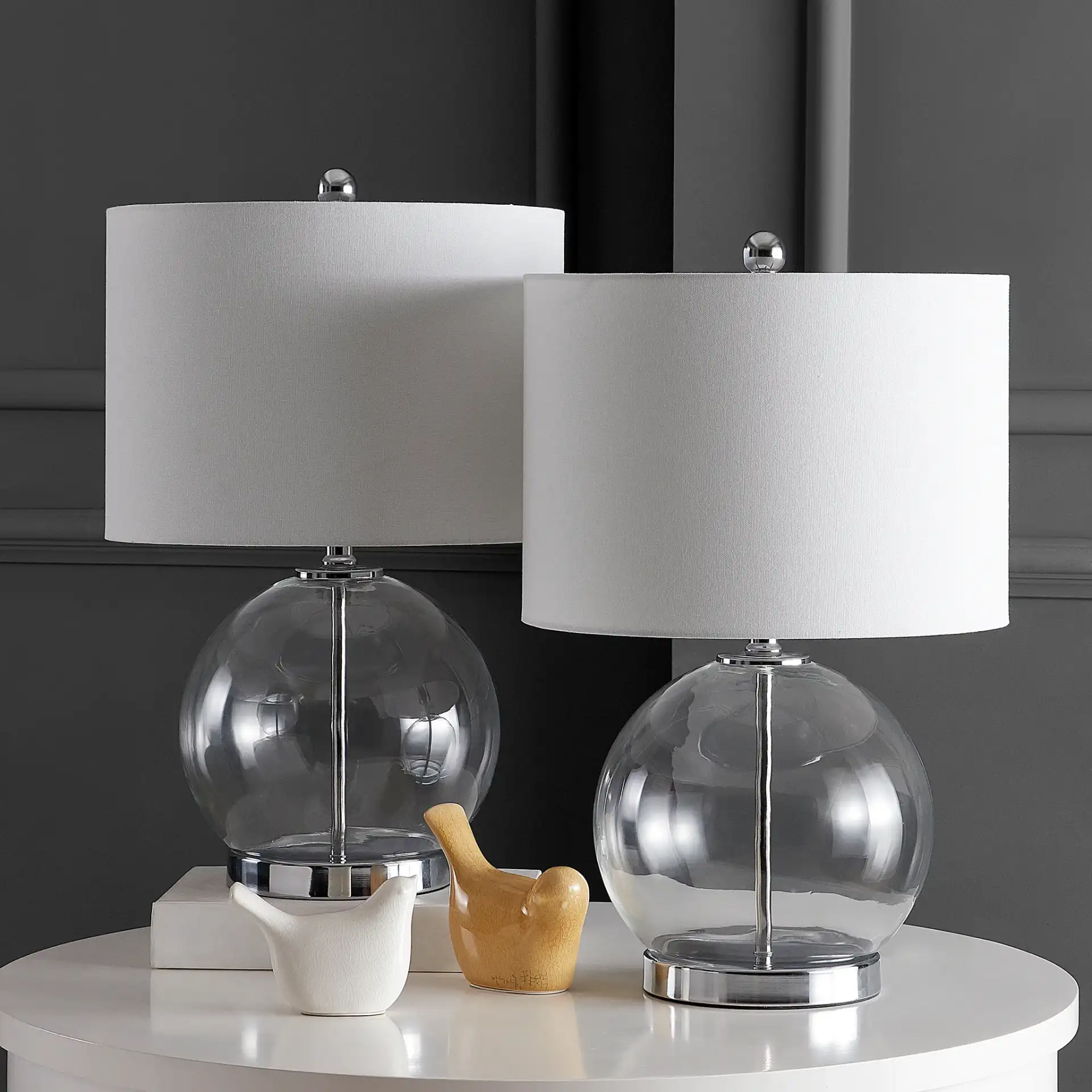 Lonni Table Lamp (Set Of 2) in Clear / Chrome in a styled room