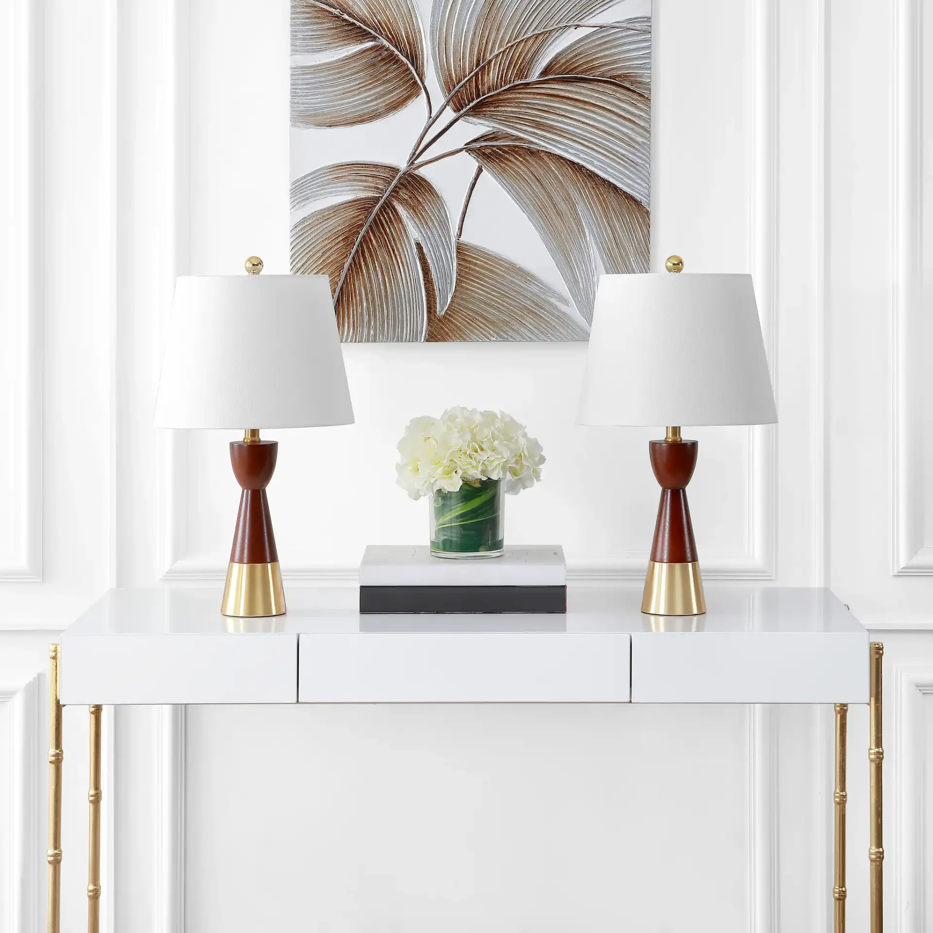 Renni Table Lamp (Set of 2) in Brown / Brass Gold in a styled room