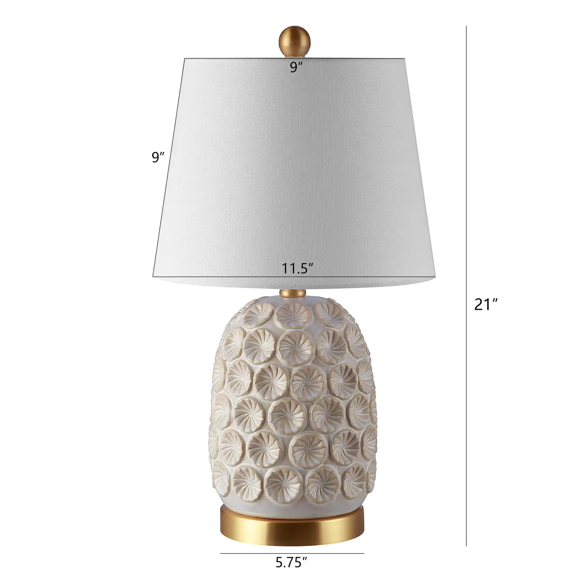 Lamson Table Lamp in White / Gold, detail view
