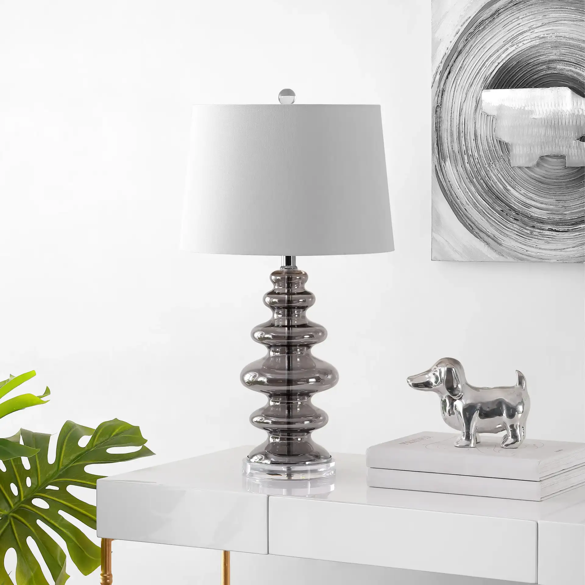 Orien Table Lamp in Gray in a styled room