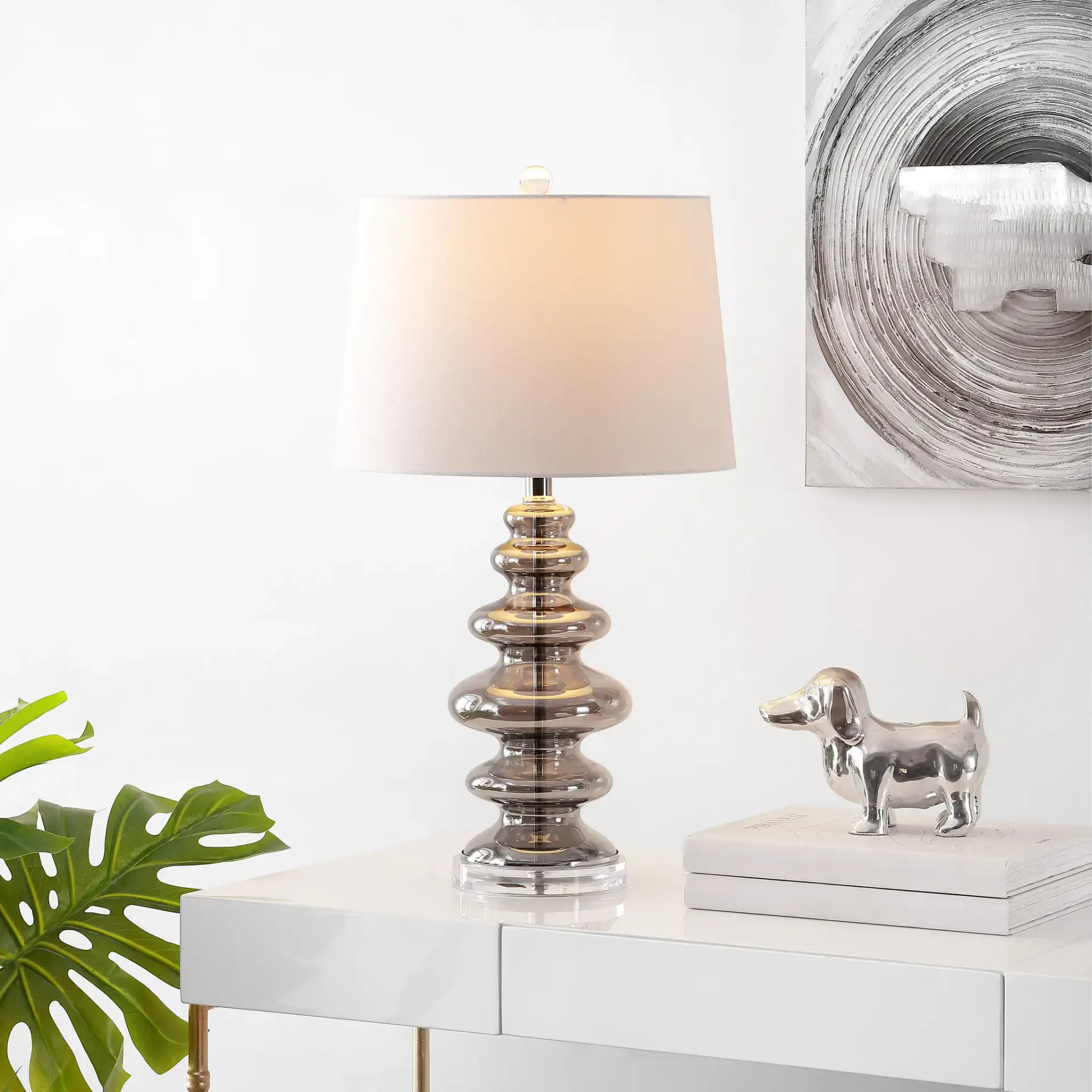 Orien Table Lamp in Gray in a styled room