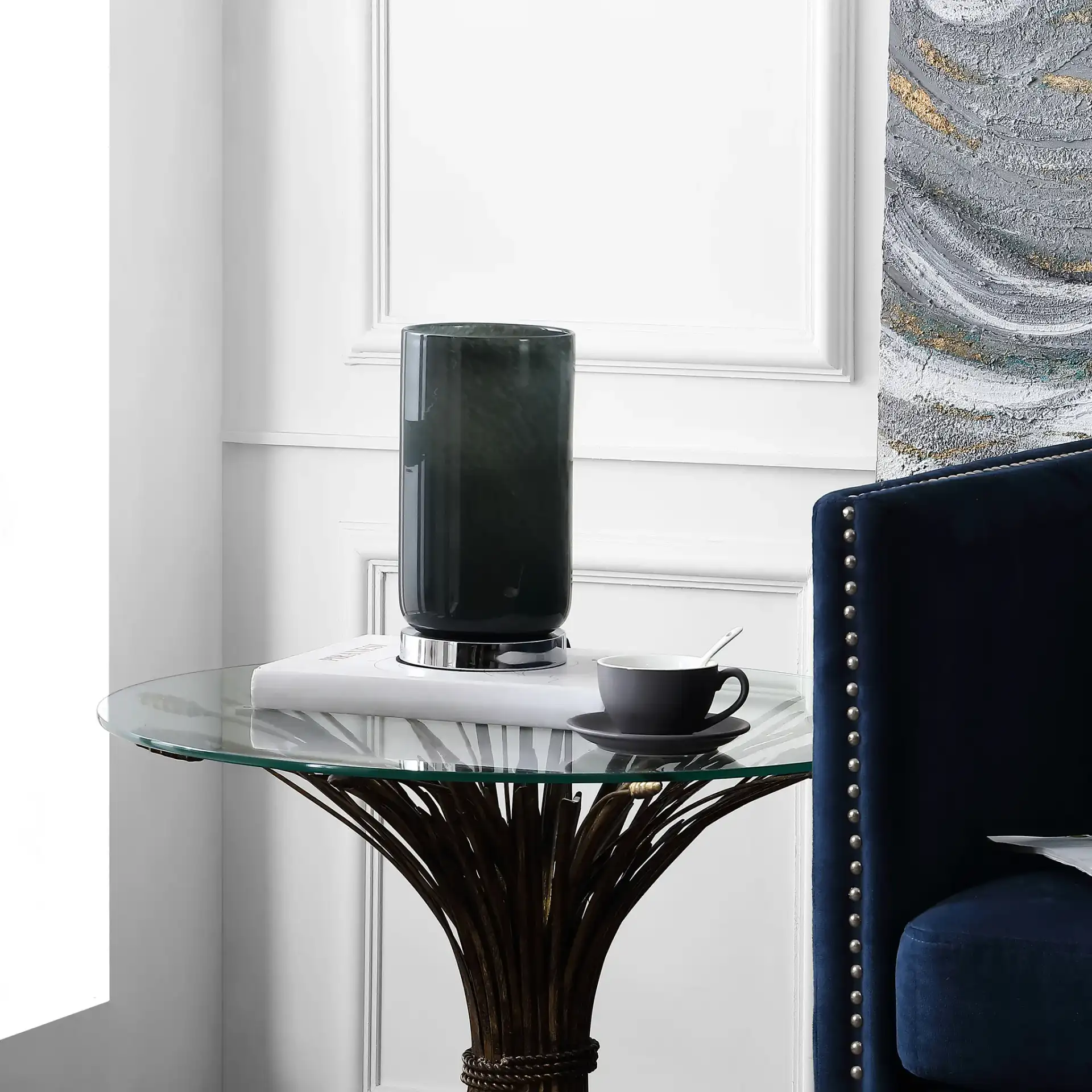 Adal Table Lamp in Gray in a styled room