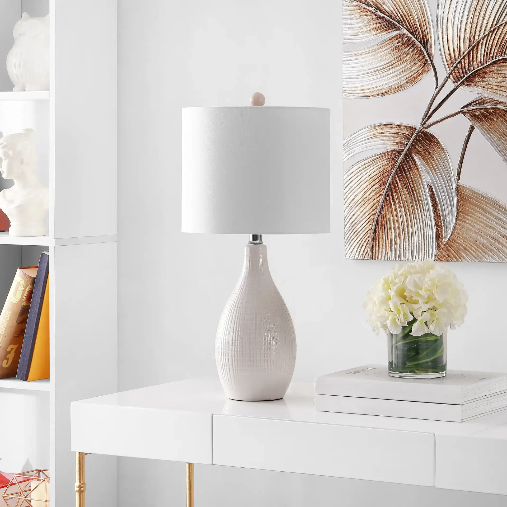 Gremla Table Lamp in Cream in a styled room