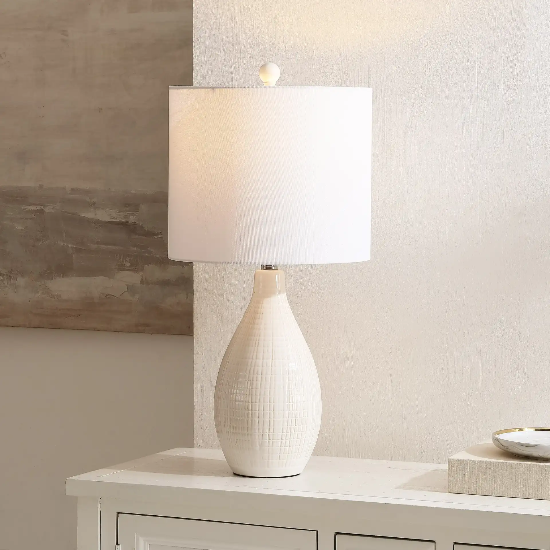 Gremla Table Lamp in Cream in a styled room