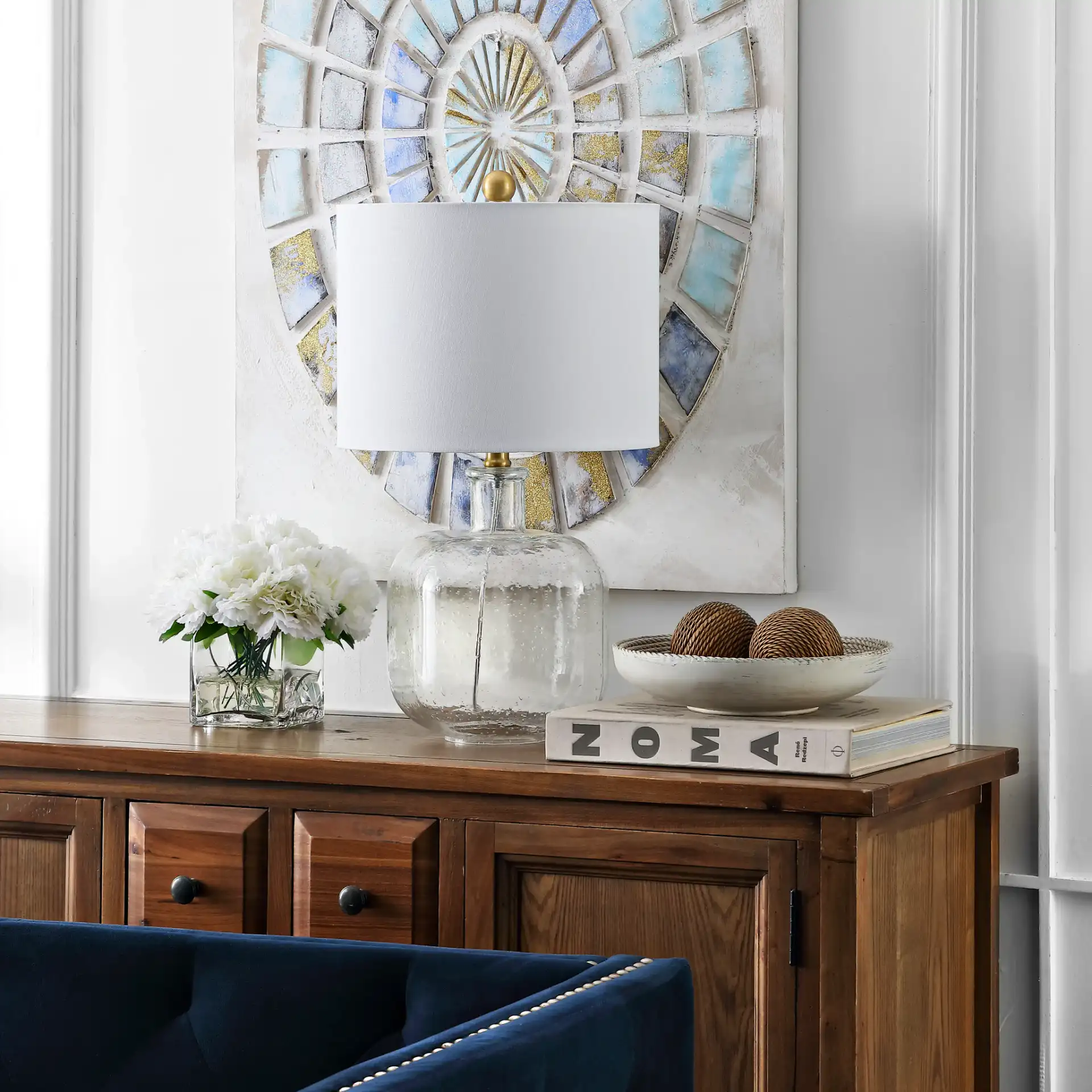 Armena Table Lamp in Clear in a styled room