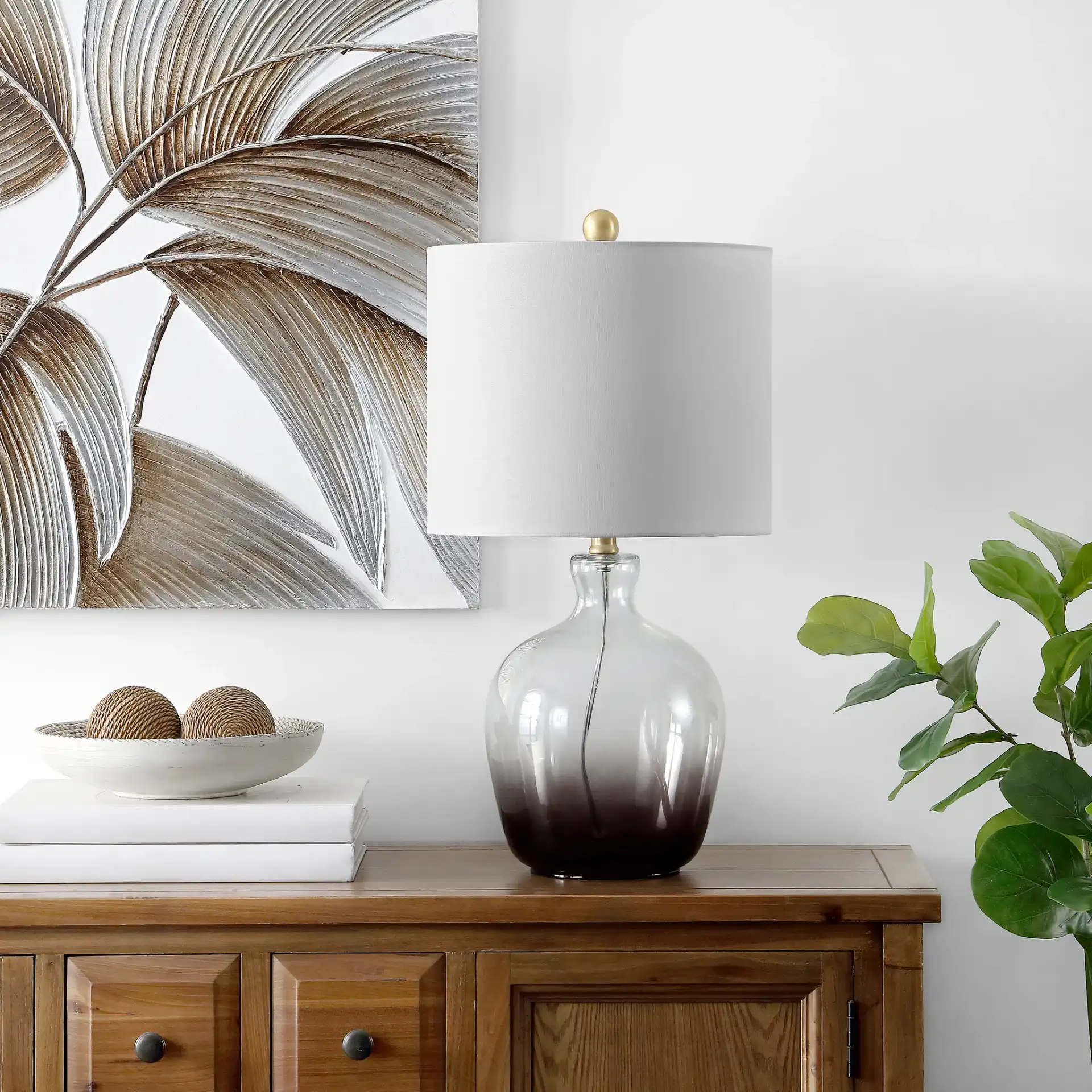 Remzi Table Lamp in Ombre Gray in a styled room