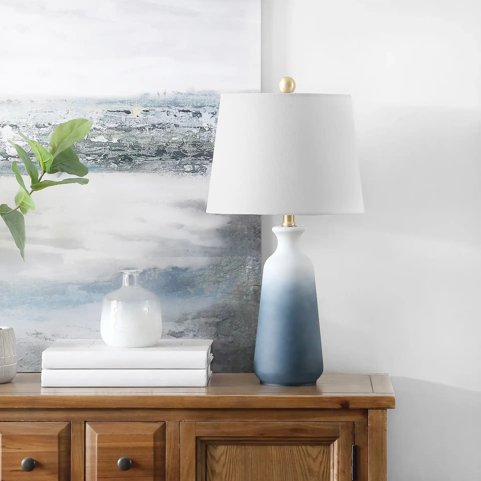 Narem Table Lamp in Blue Gray in a styled room