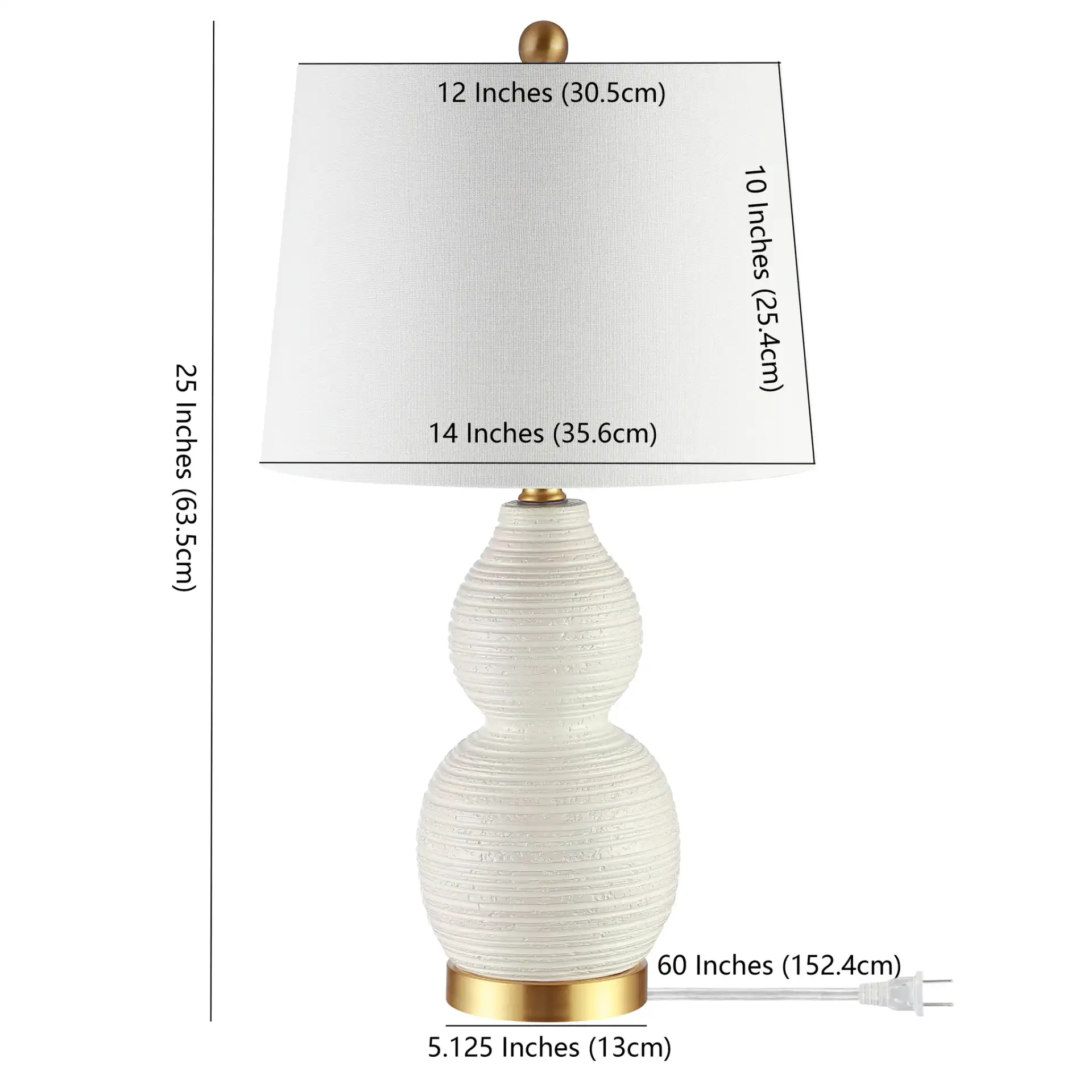 Darsa Table Lamp in White, detail view