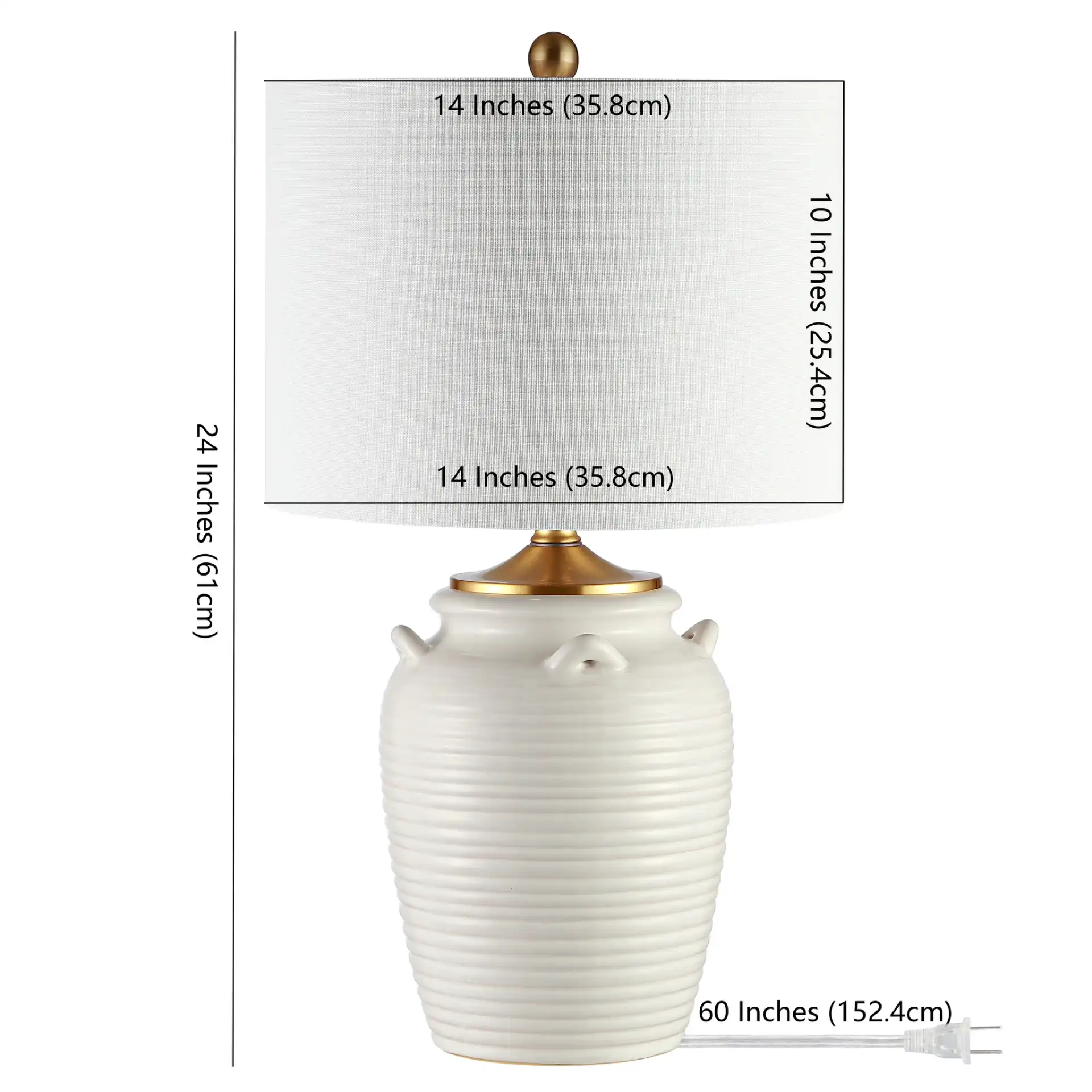 Lener Table Lamp in Ivory, detail view