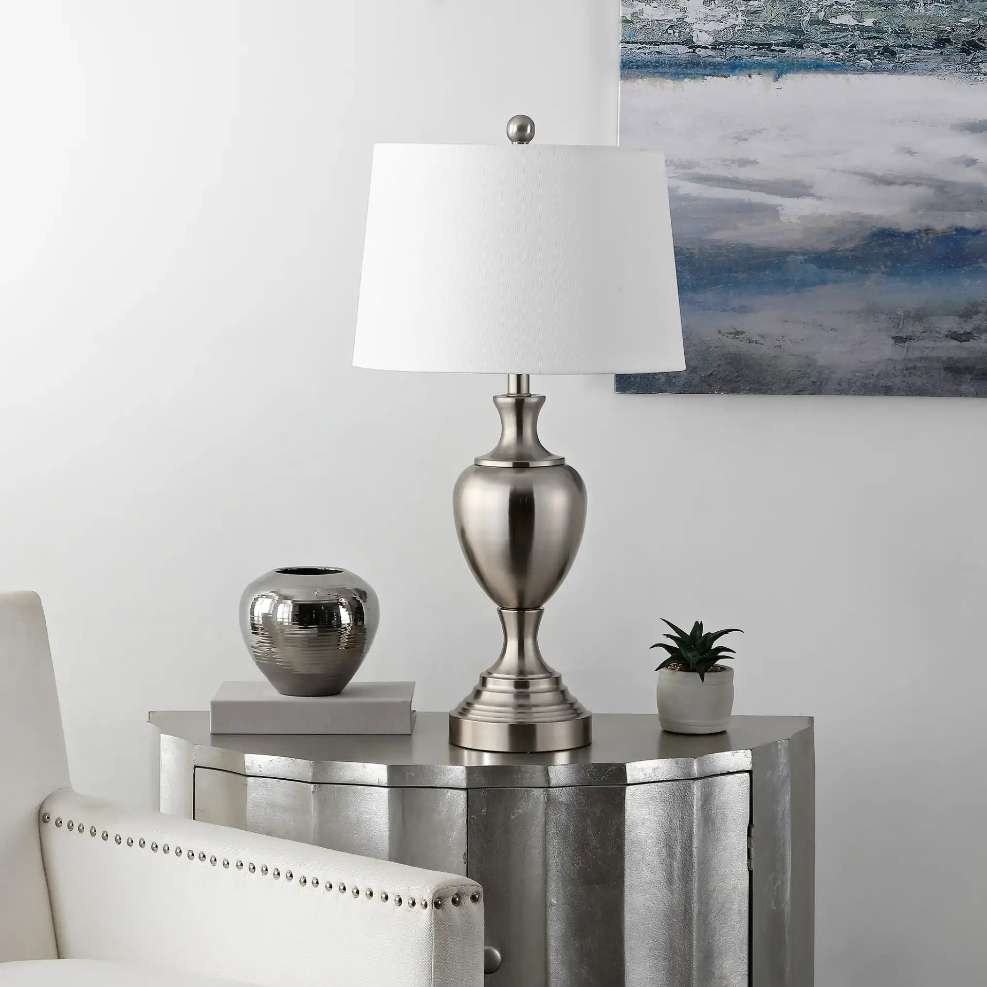 Poppy Table Lamp in Brass in a styled room
