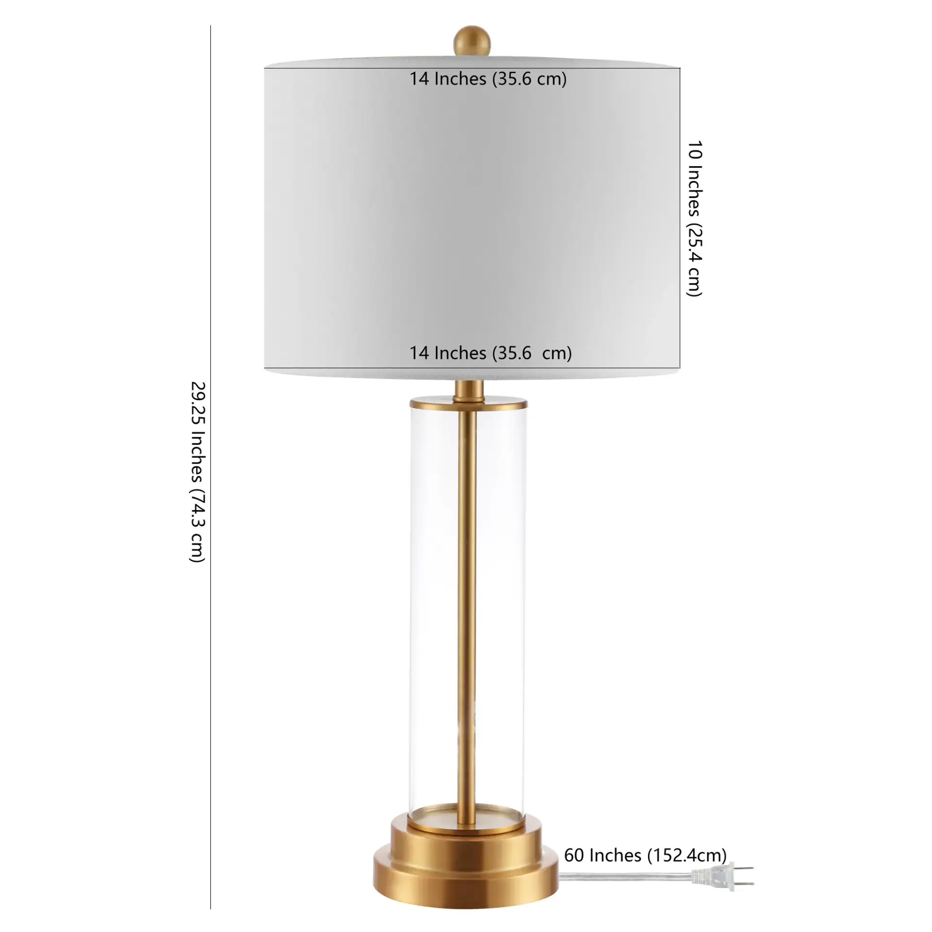 Cassian Table Lamp in Clear / Brass, detail view