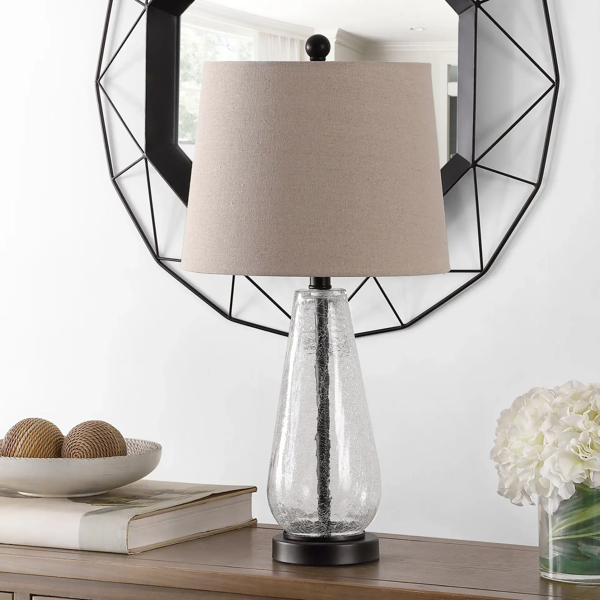 Naila Table Lamp in Clear / Bronze in a styled room