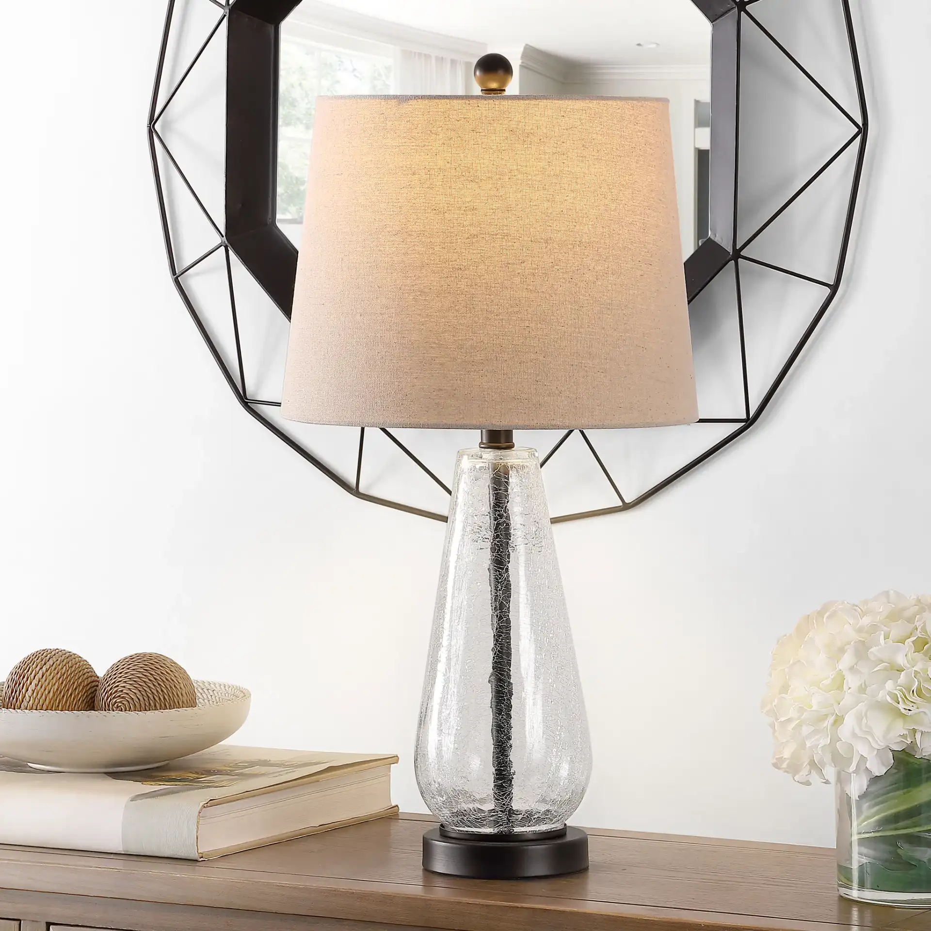 Naila Table Lamp in Clear / Bronze in a styled room