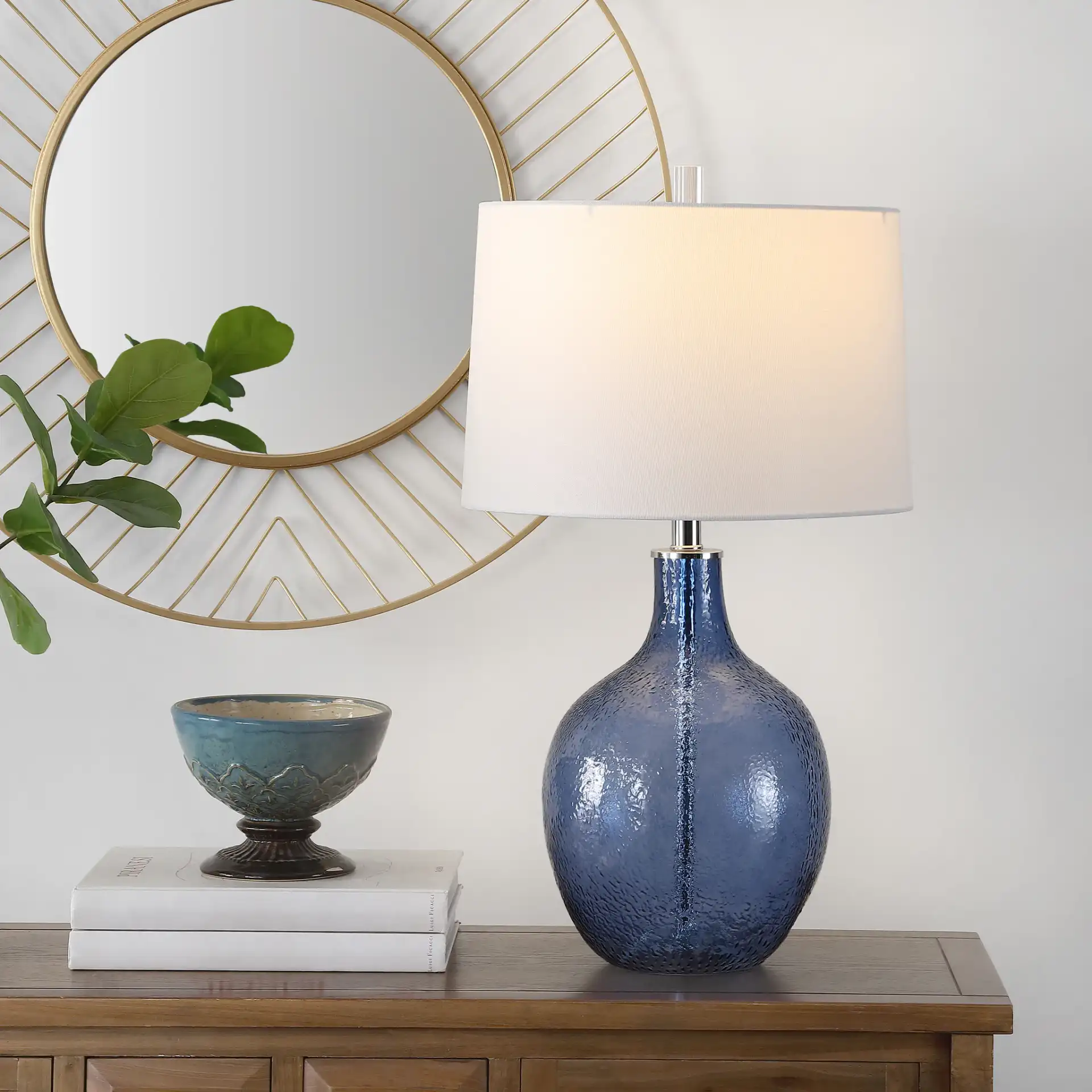 Nadine Table Lamp in Blue in a styled room