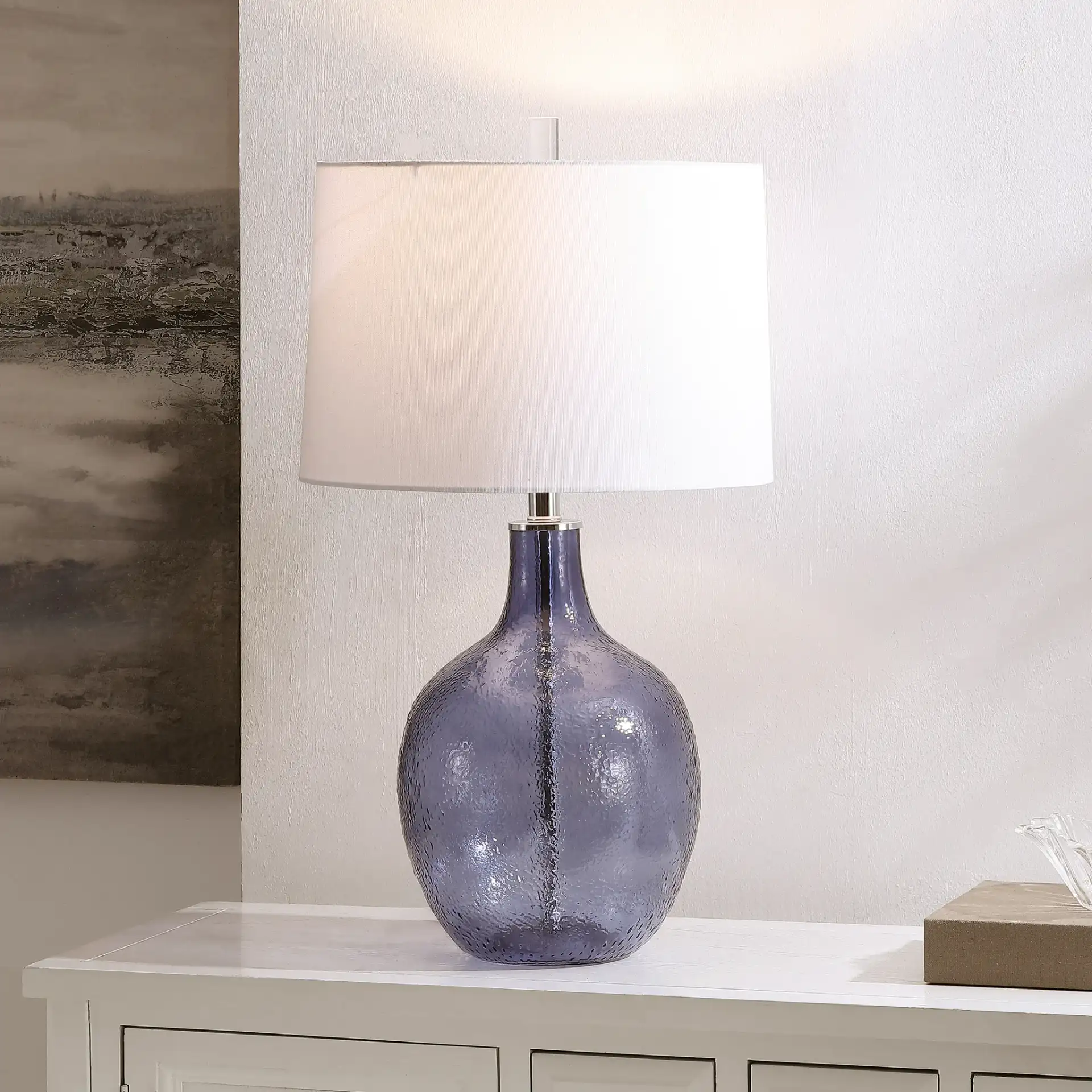 Nadine Table Lamp in Blue in a styled room