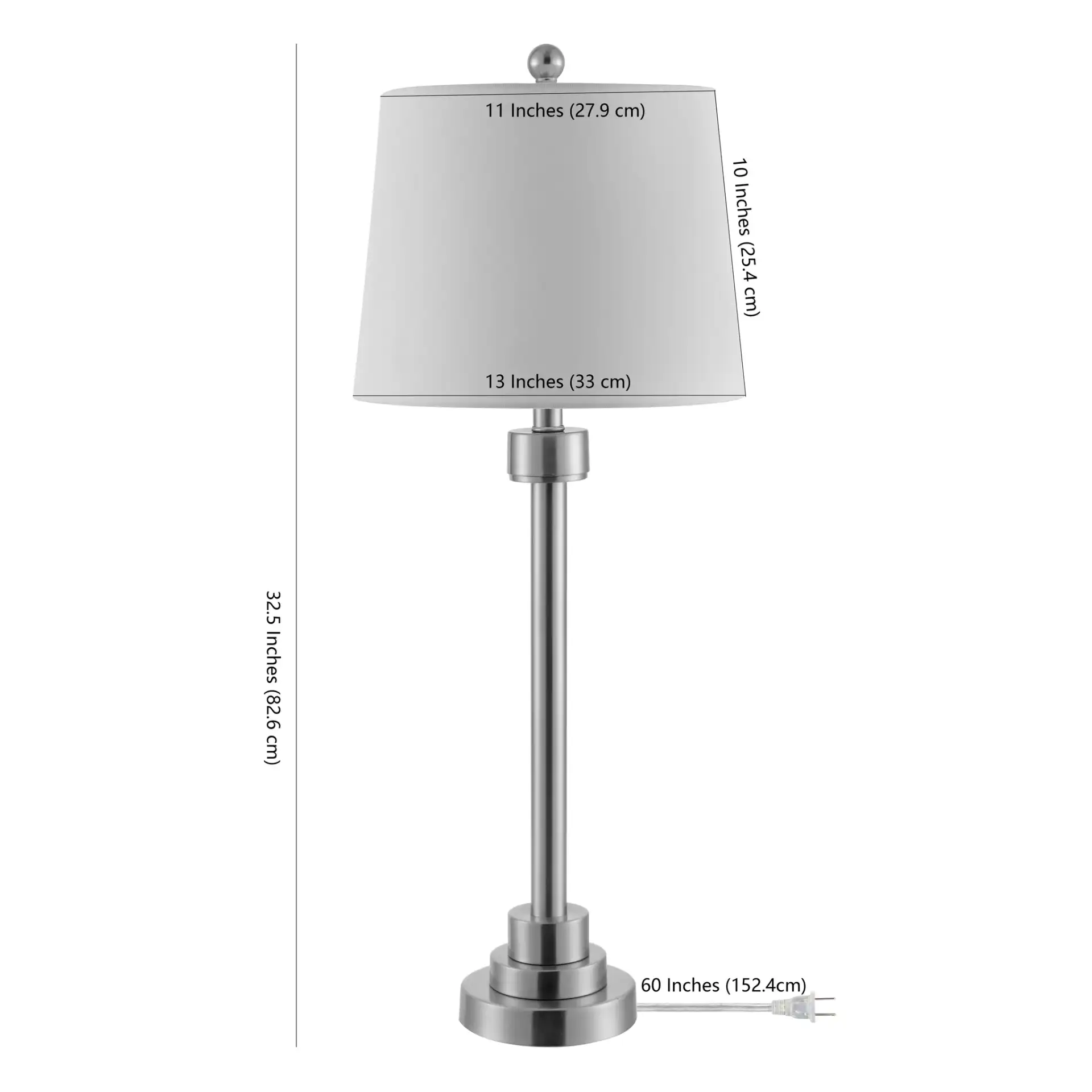 Baxter Table Lamp in Nickel, detail view