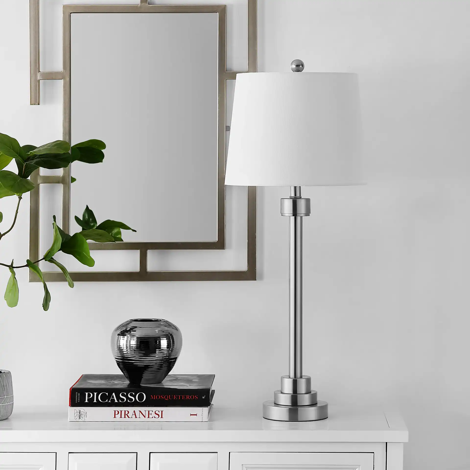 Baxter Table Lamp in Nickel in a styled room