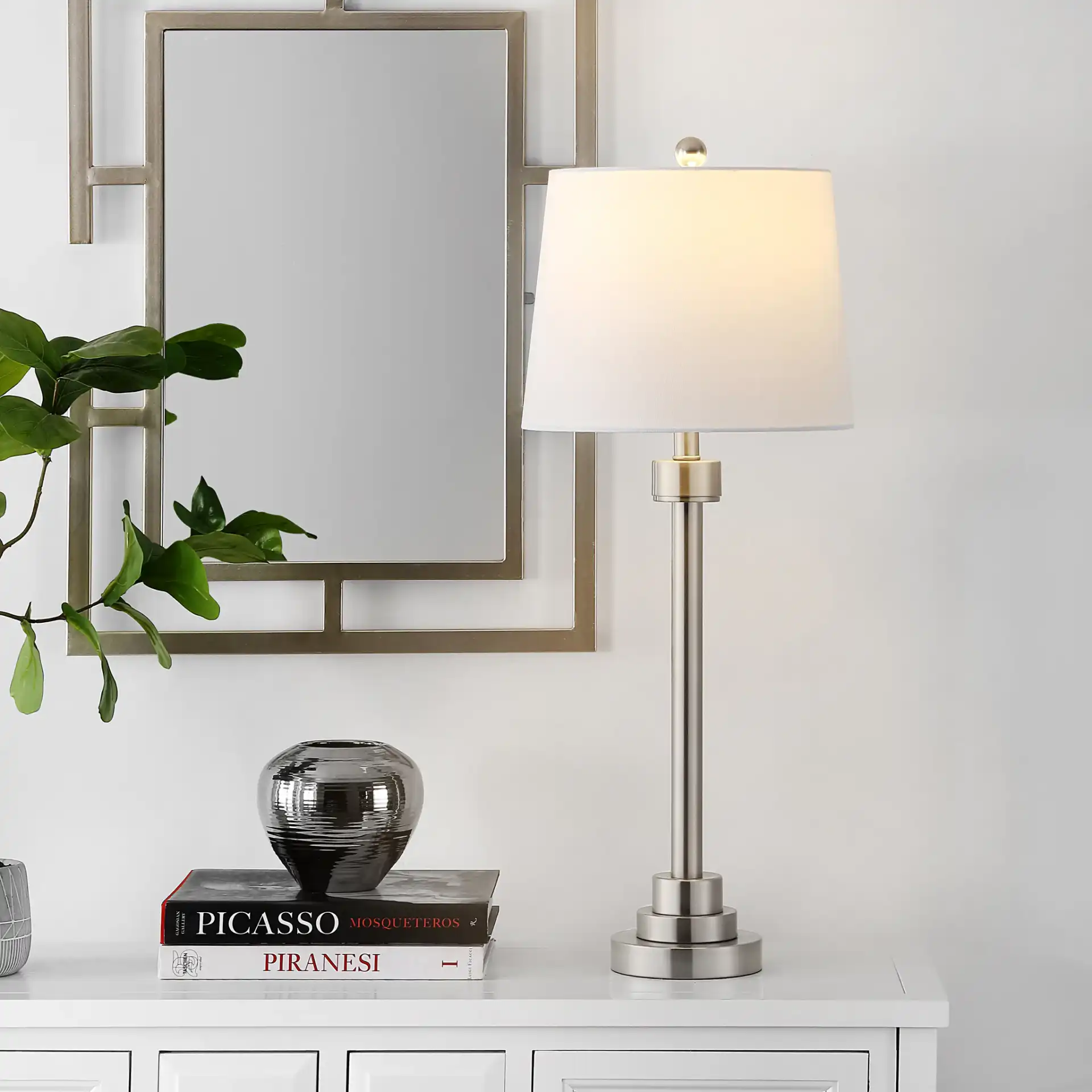 Baxter Table Lamp in Nickel in a styled room