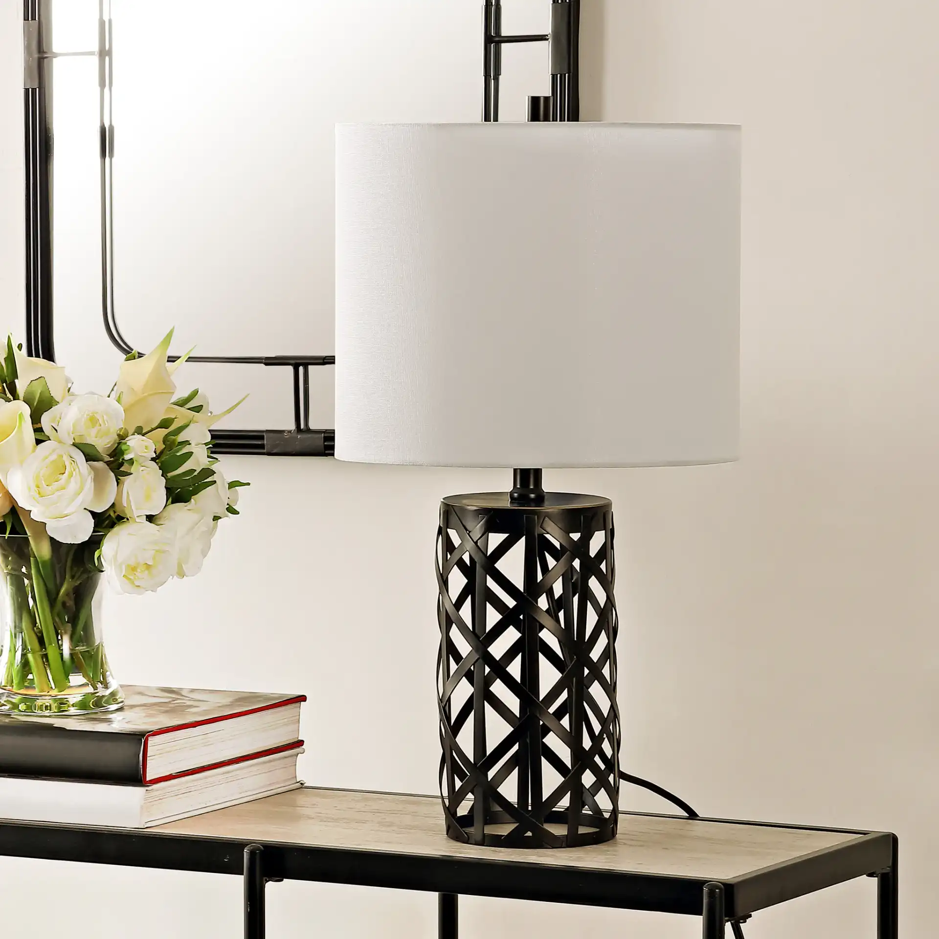 Berny Table Lamp in Black in a styled room