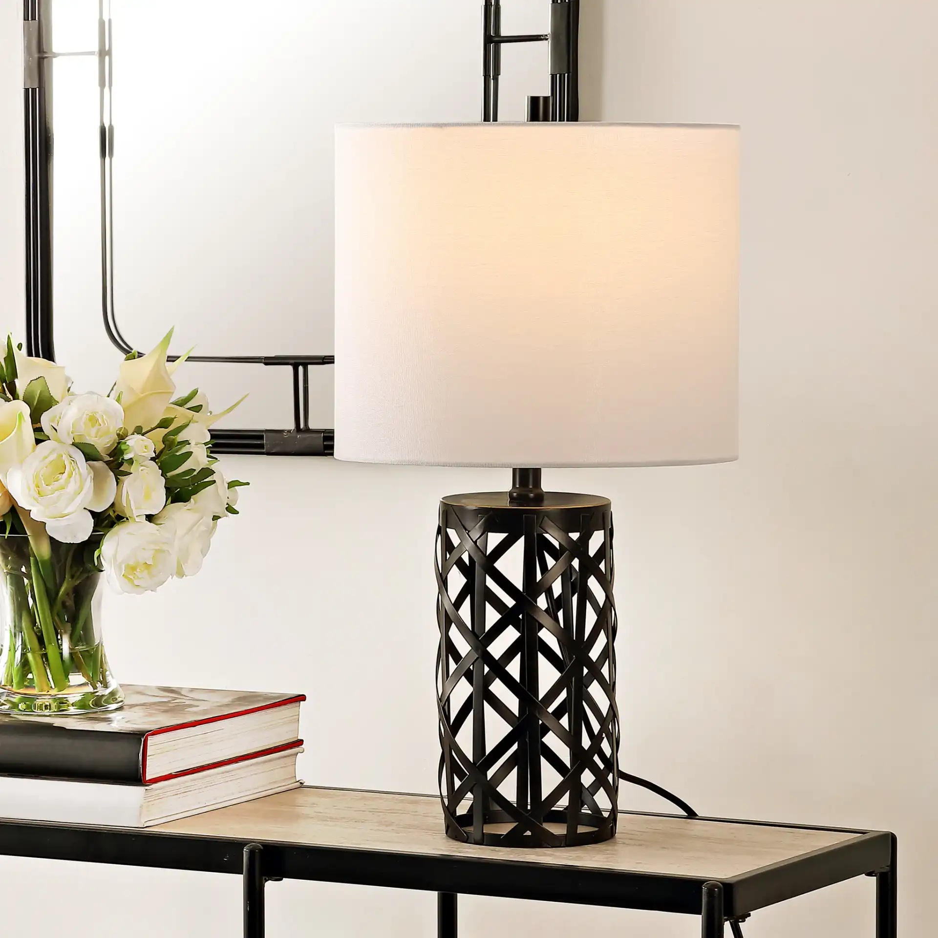 Berny Table Lamp in Black in a styled room