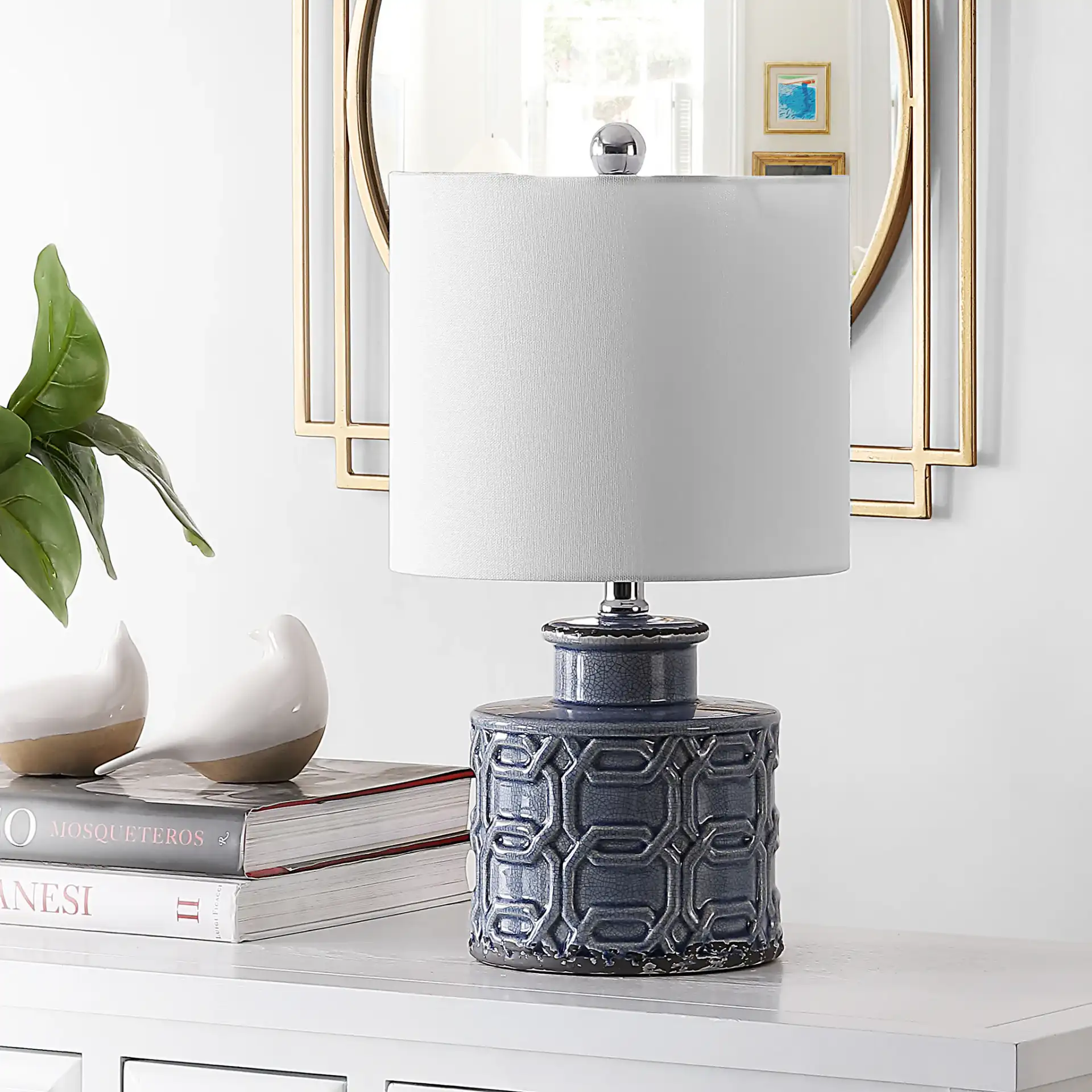 Bijou Table Lamp in Blue in a styled room