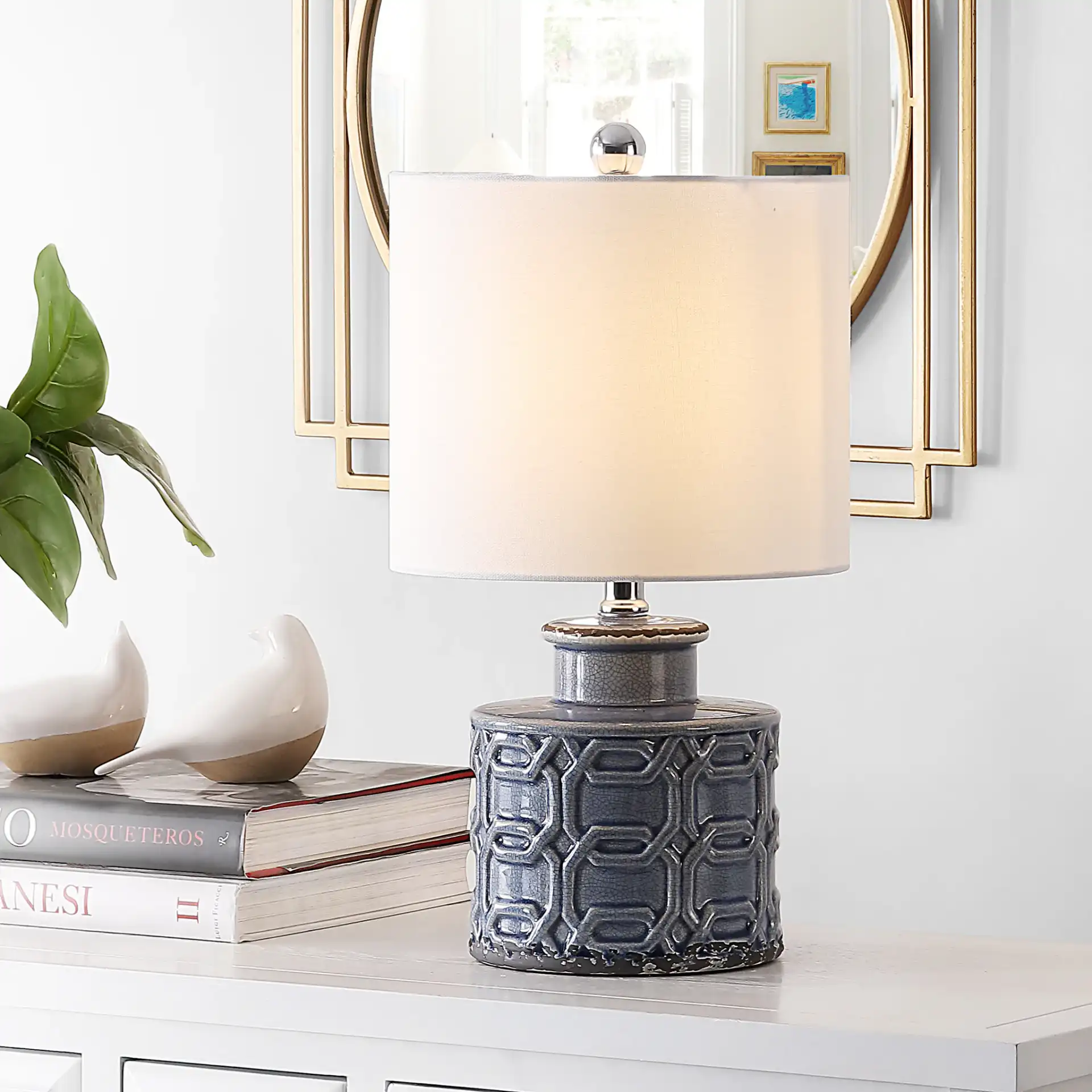 Bijou Table Lamp in Blue in a styled room