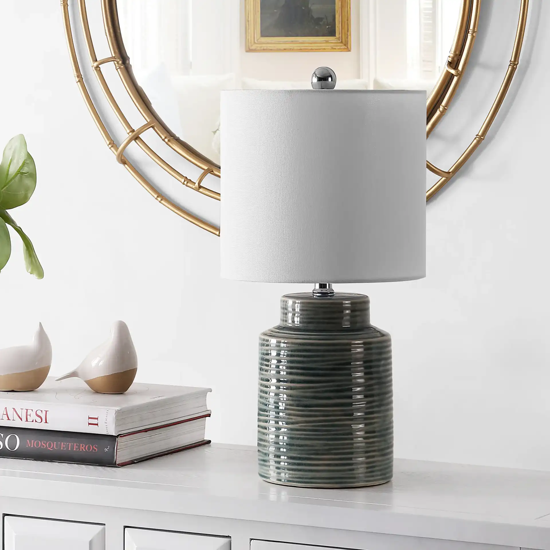 Boris Table Lamp in Blue in a styled room