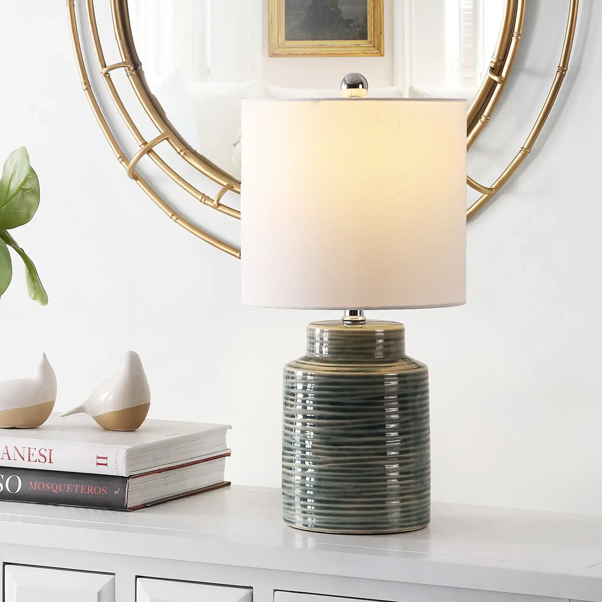 Boris Table Lamp in Blue in a styled room