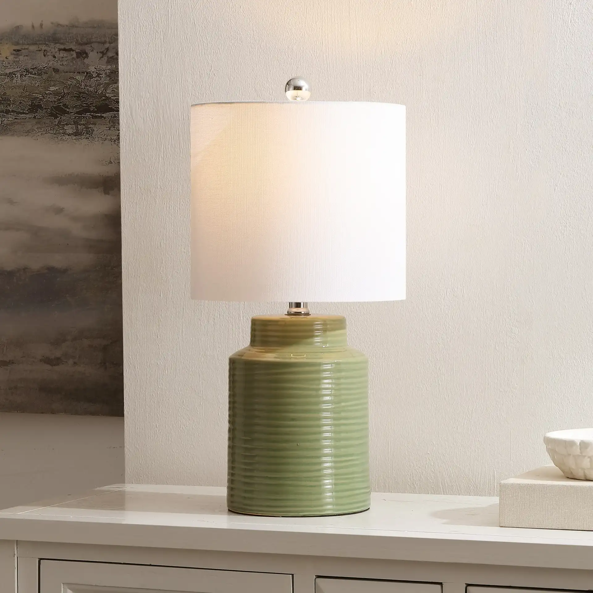 Boris Table Lamp in Blue in a styled room
