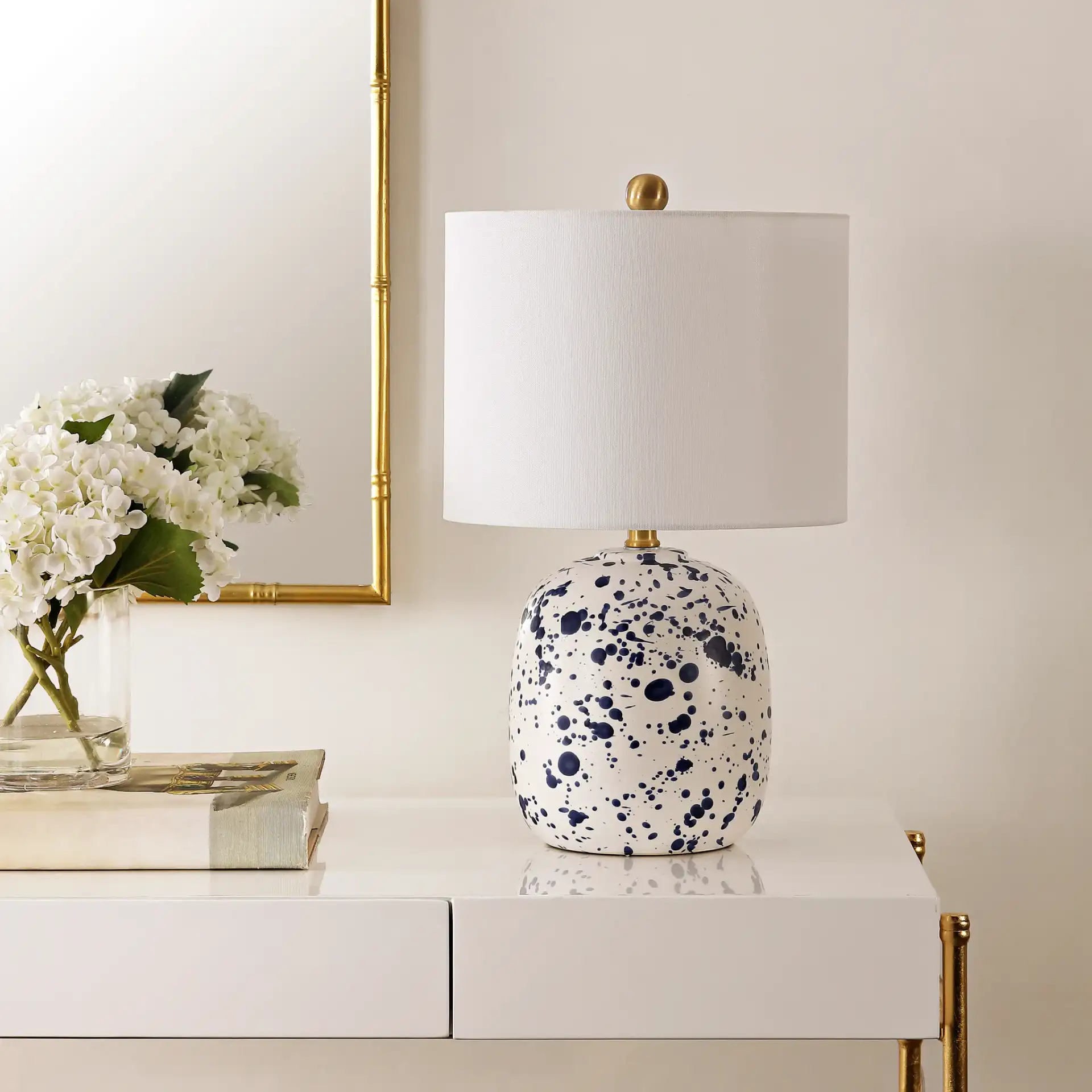 Wallace Table Lamp in Ivory in a styled room