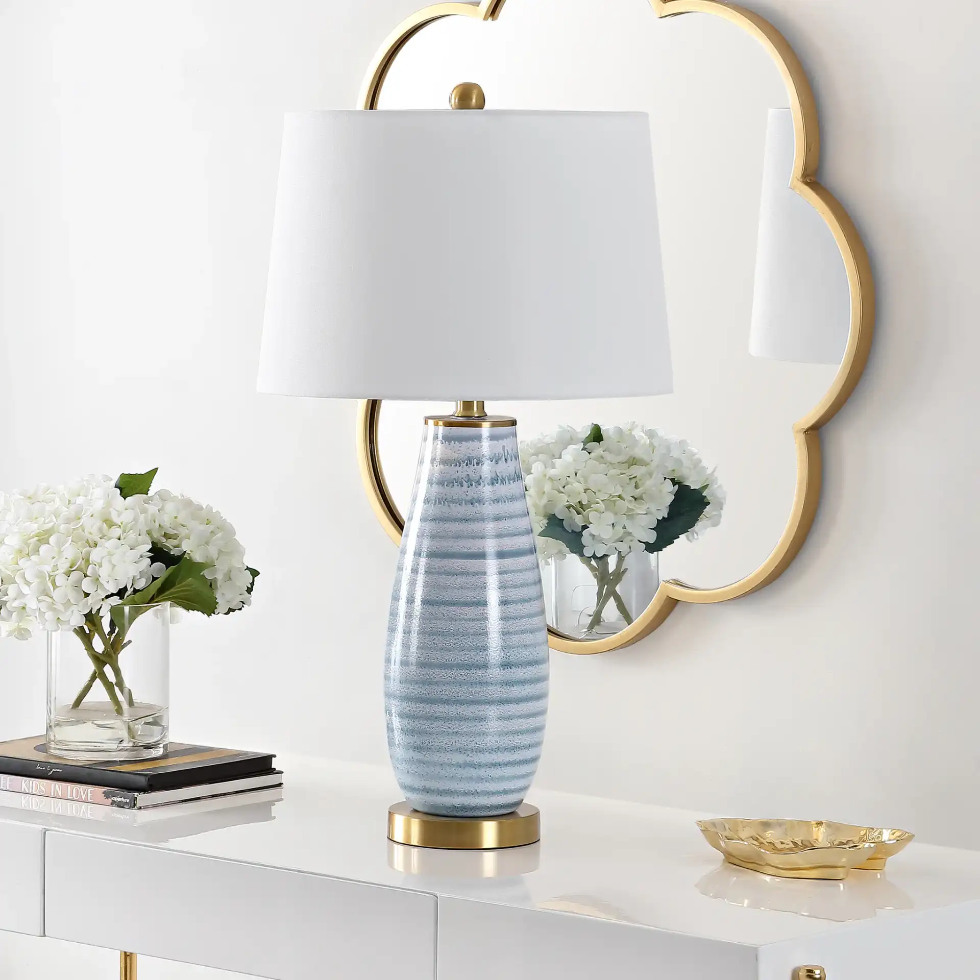 Eliana Table Lamp in Blue in a styled room