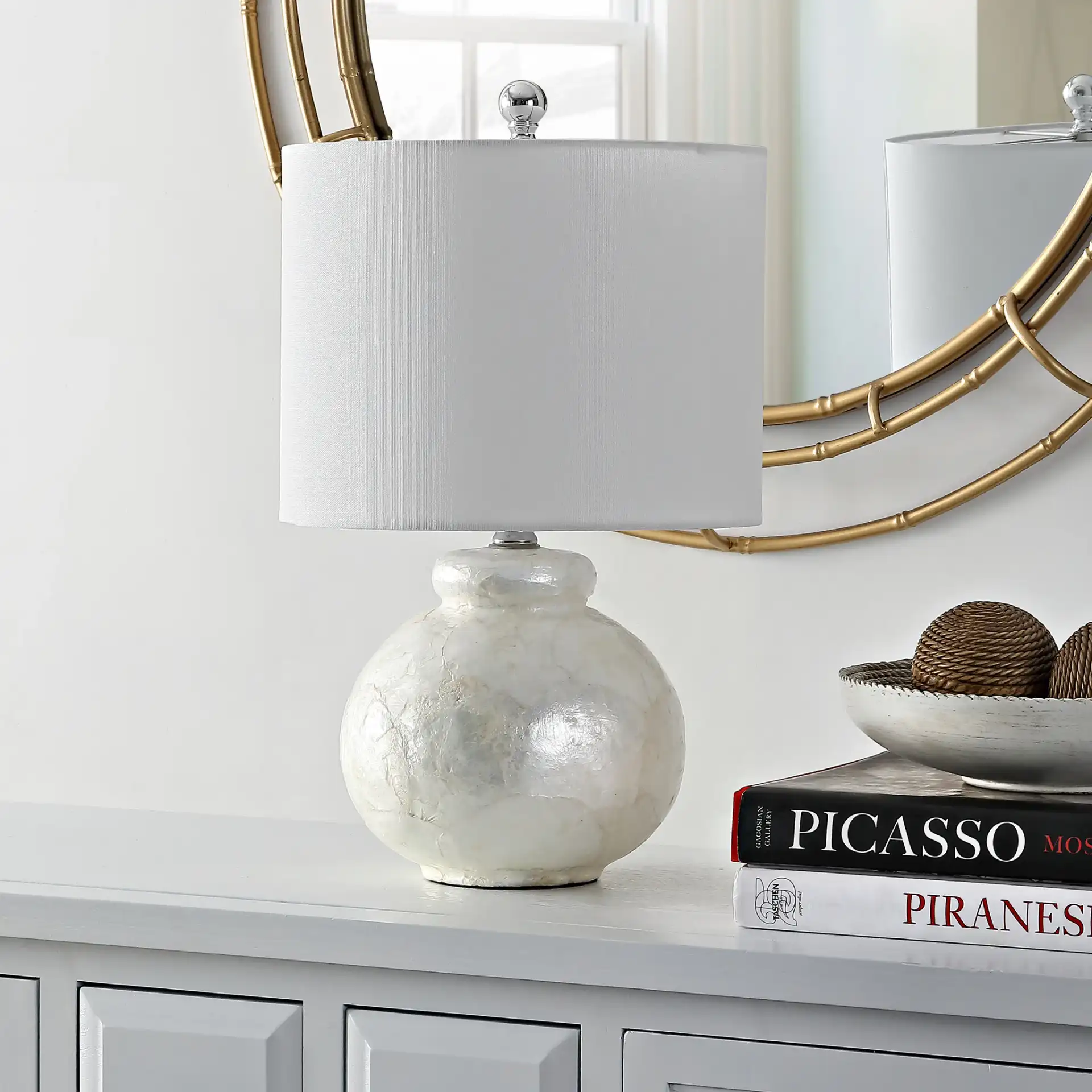 Ivy Table Lamp in Ivory in a styled room