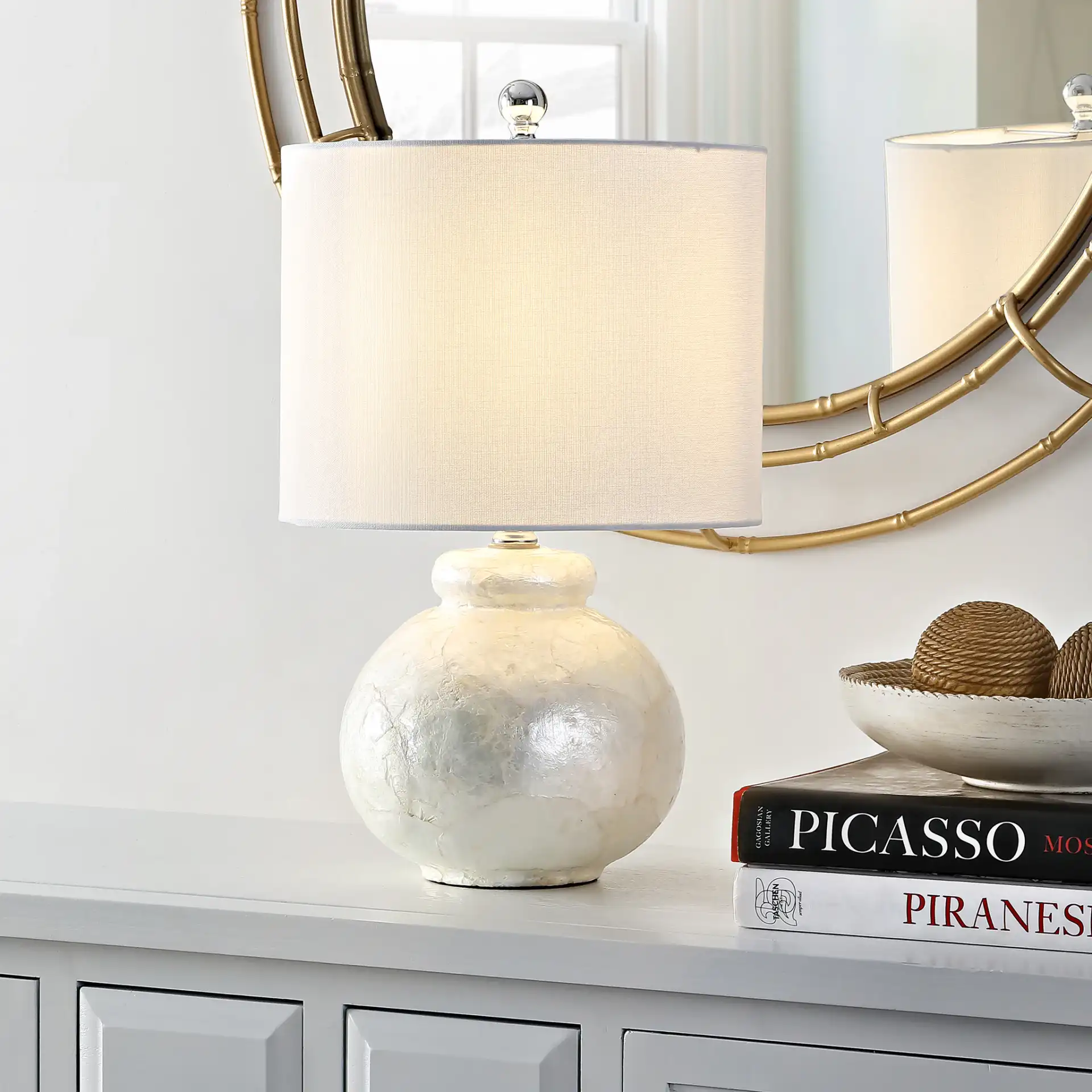 Ivy Table Lamp in Ivory in a styled room