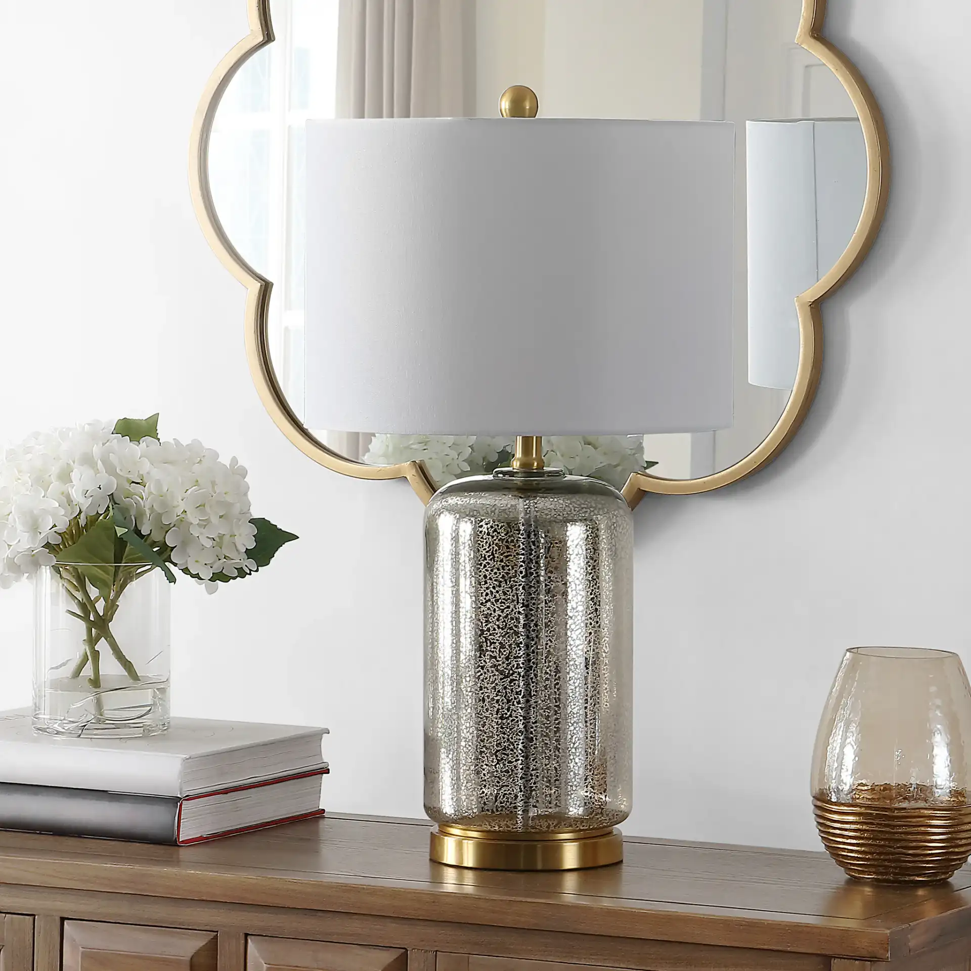 Novah Table Lamp in Silver in a styled room
