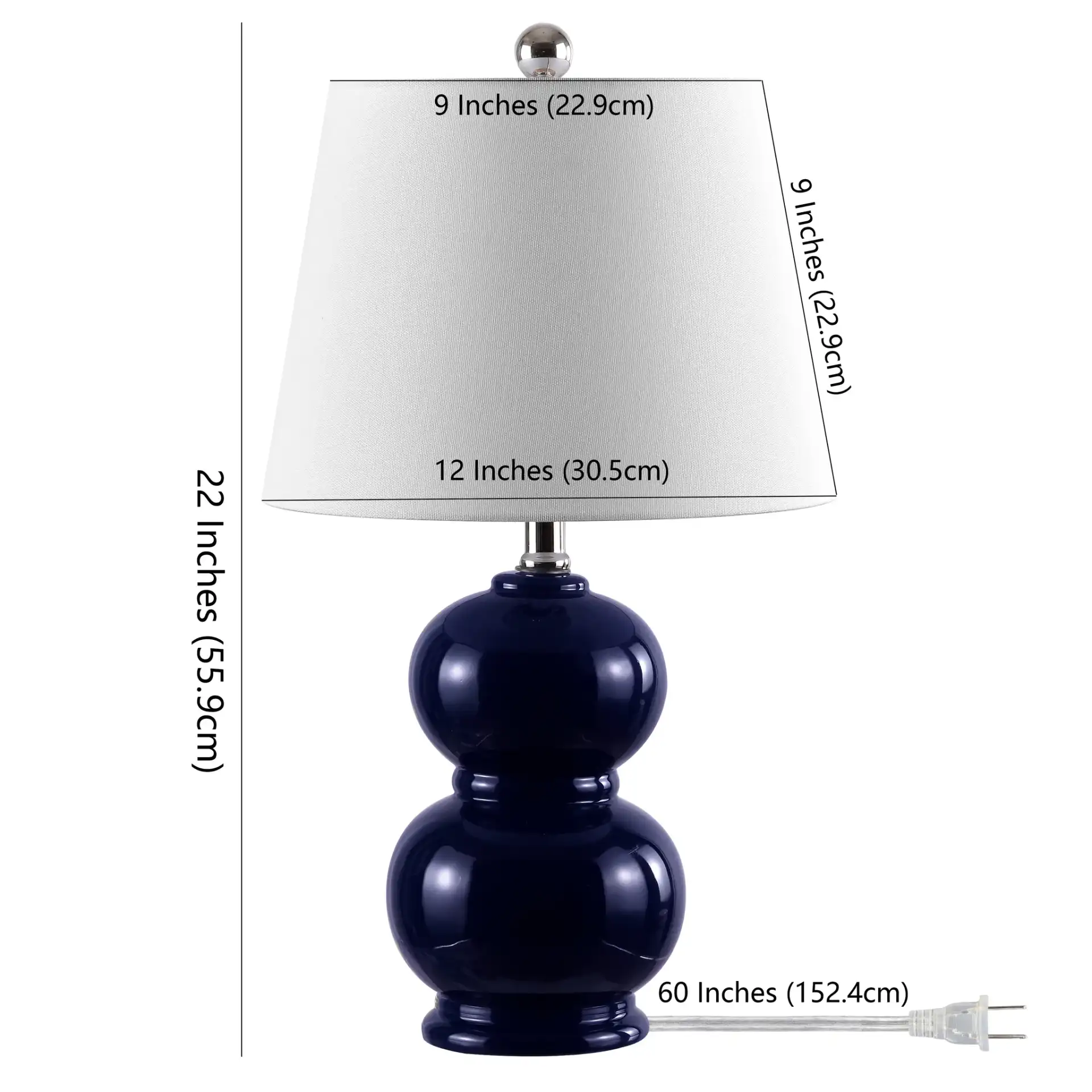 Everlee Table Lamp in Navy Blue, detail view