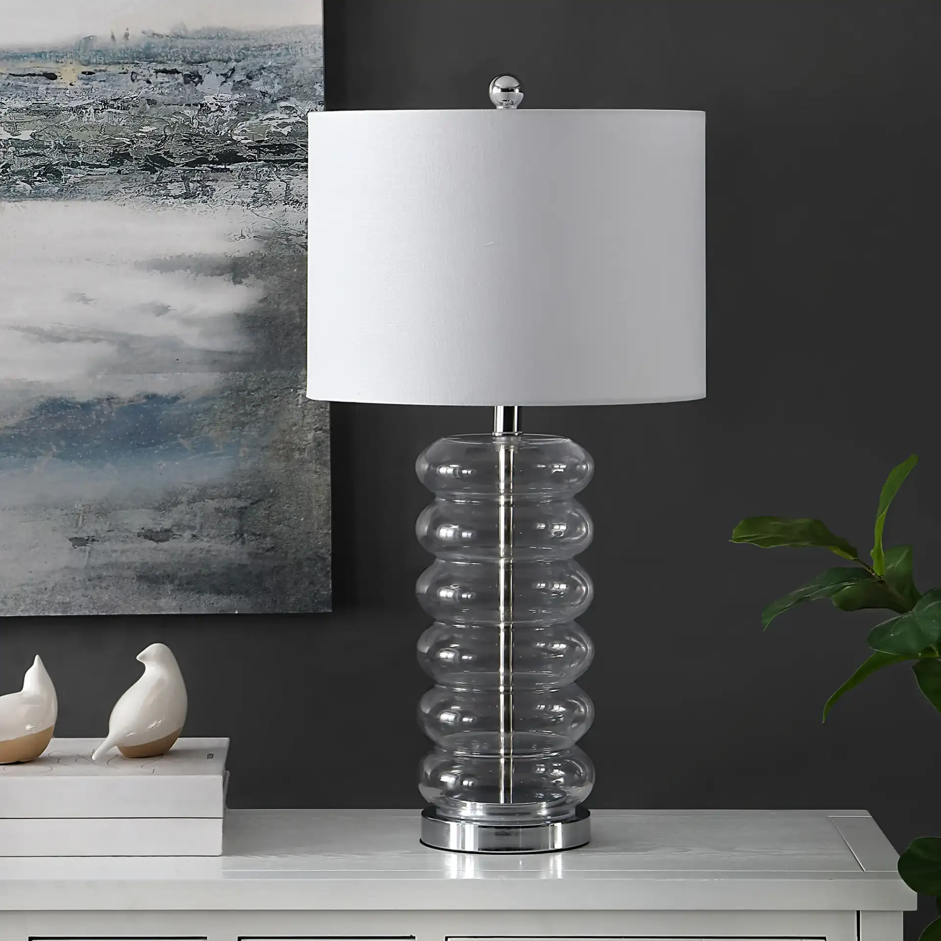 Peli Table Lamp in Clear in a styled room