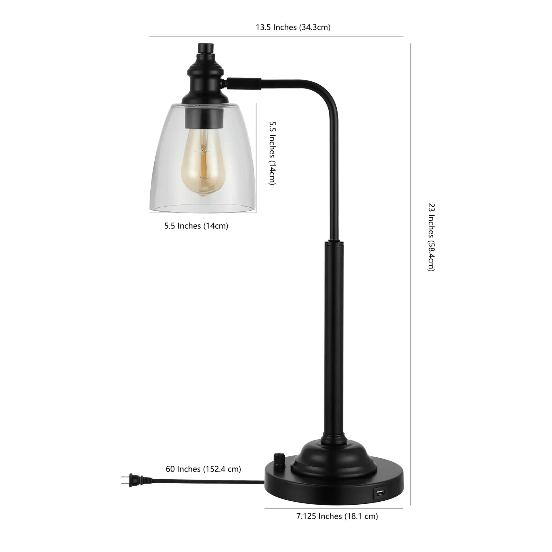 Rino Table Lamp in Black, detail view