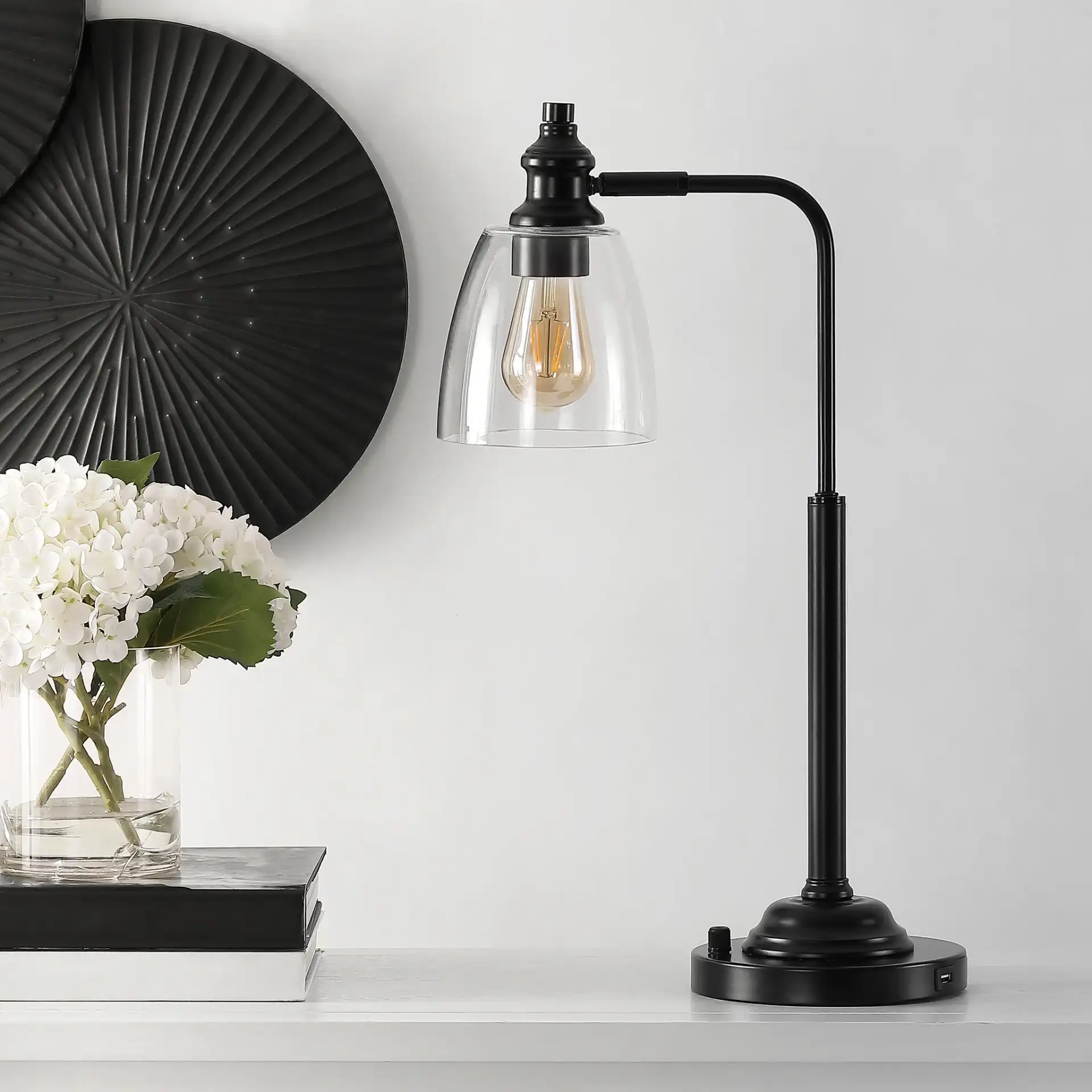Rino Table Lamp in Black in a styled room