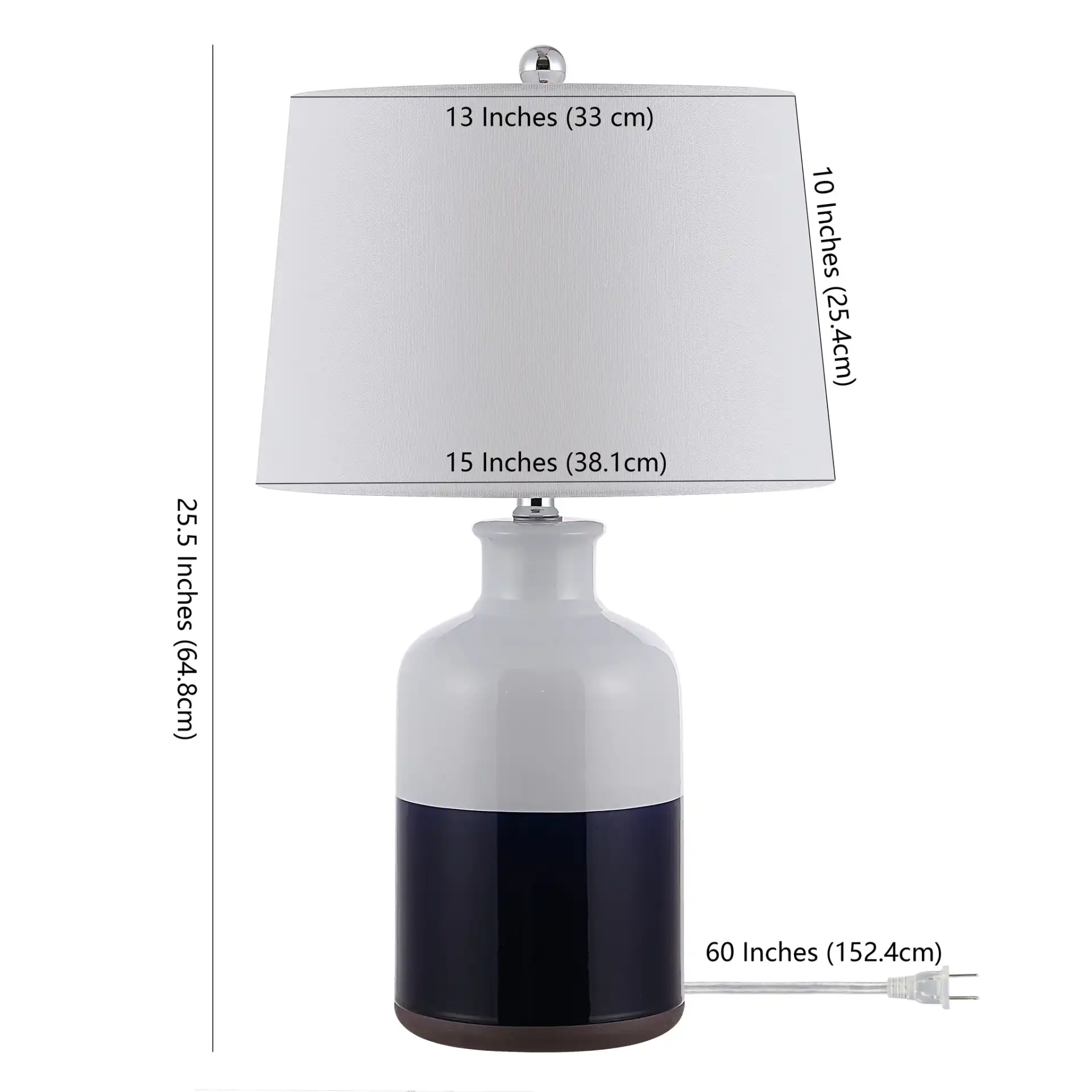 Dani Table Lamp in White / Navy Blue, detail view