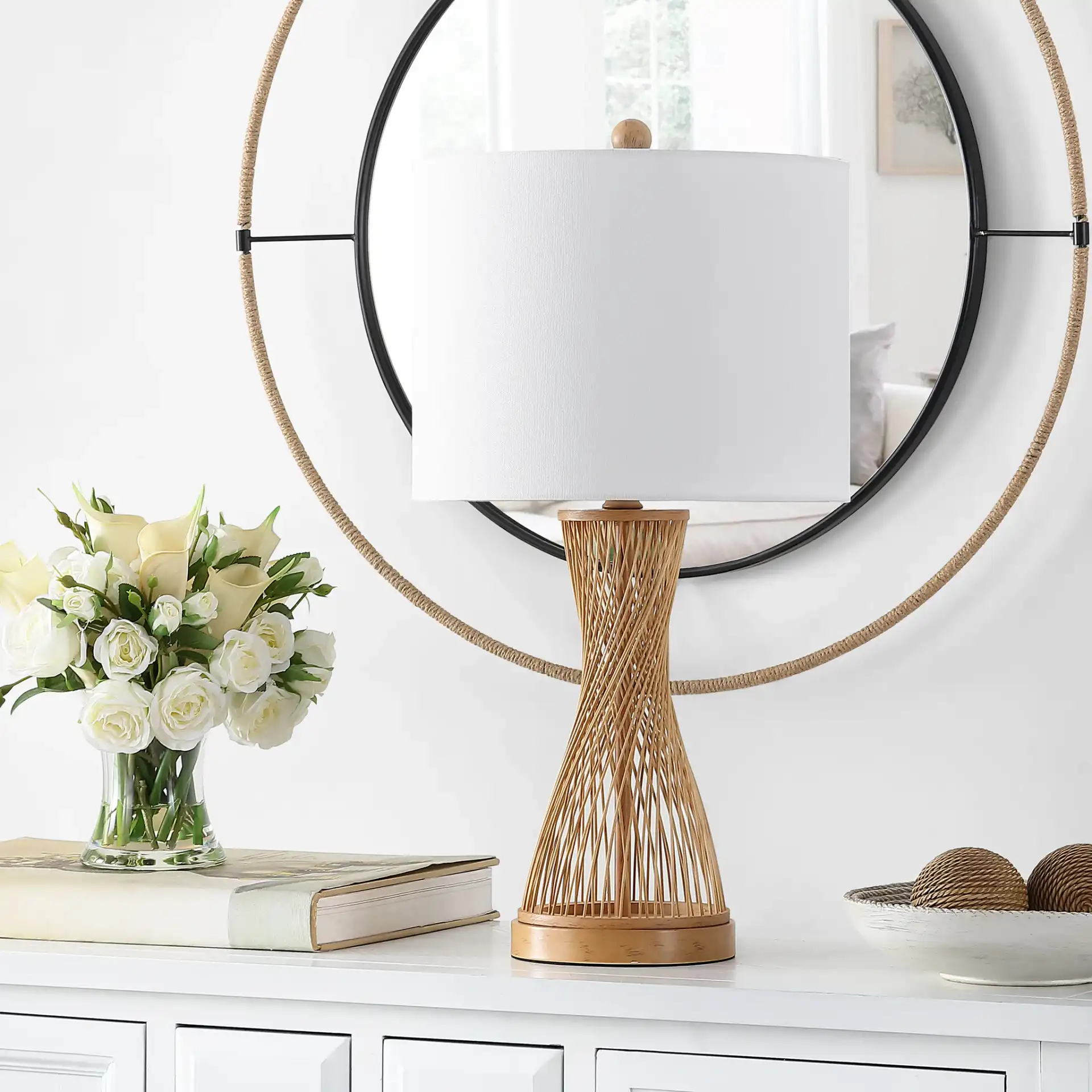 Magnus Table Lamp in Natural in a styled room