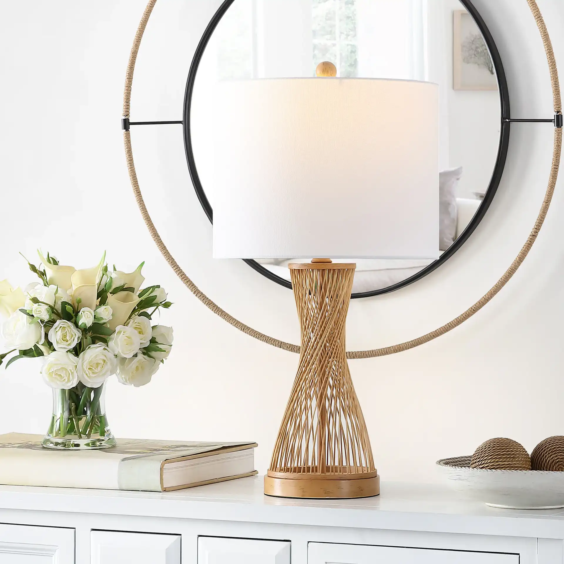 Magnus Table Lamp in Natural in a styled room